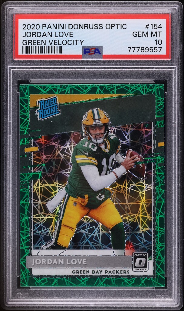 2020 Donruss Optic Green Velocity Jordan Love ROOKIE #154 PSA 10 GEM MINT