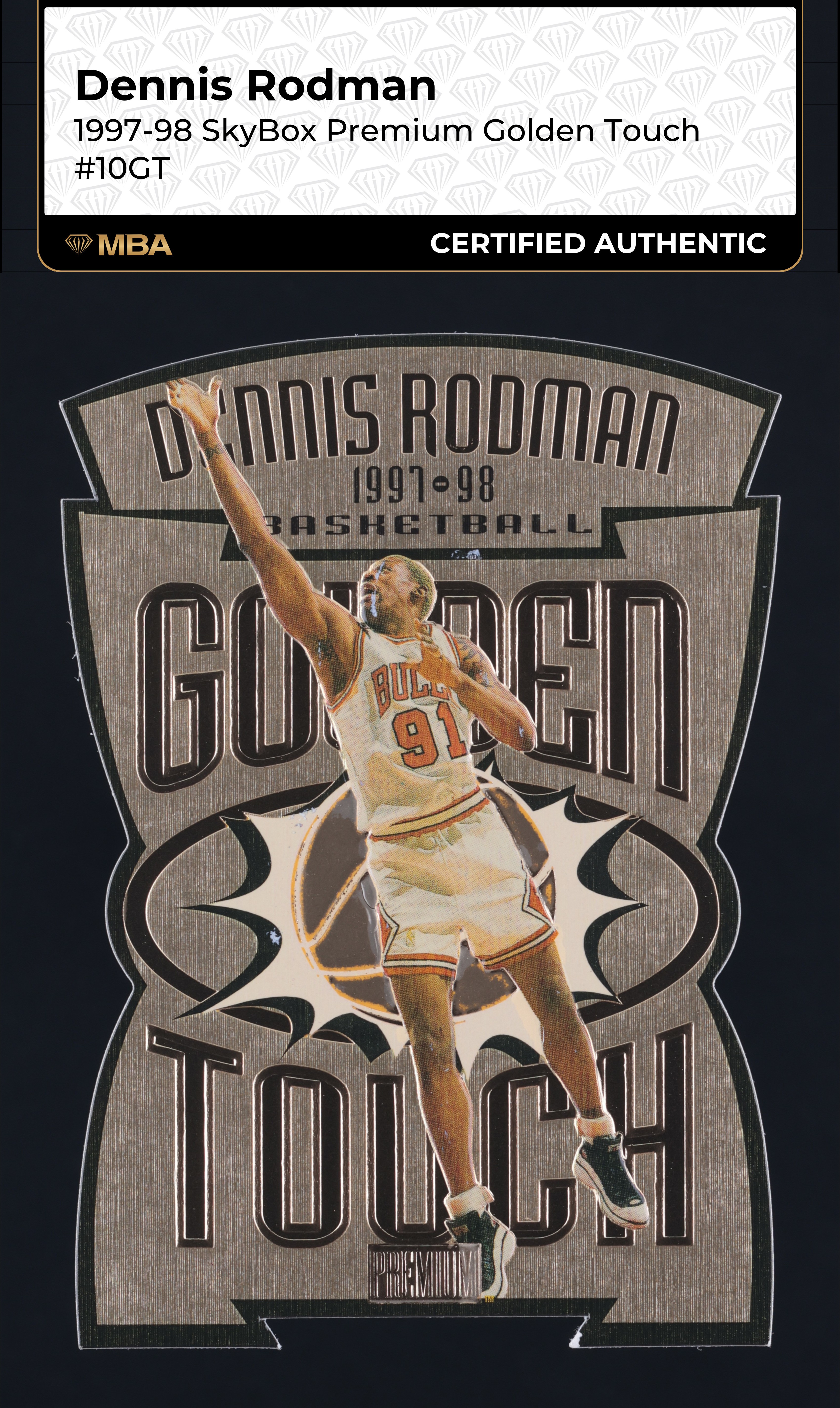 1997 SkyBox Premium Golden Touch Die-Cut Dennis Rodman #10GT MBA AUTH