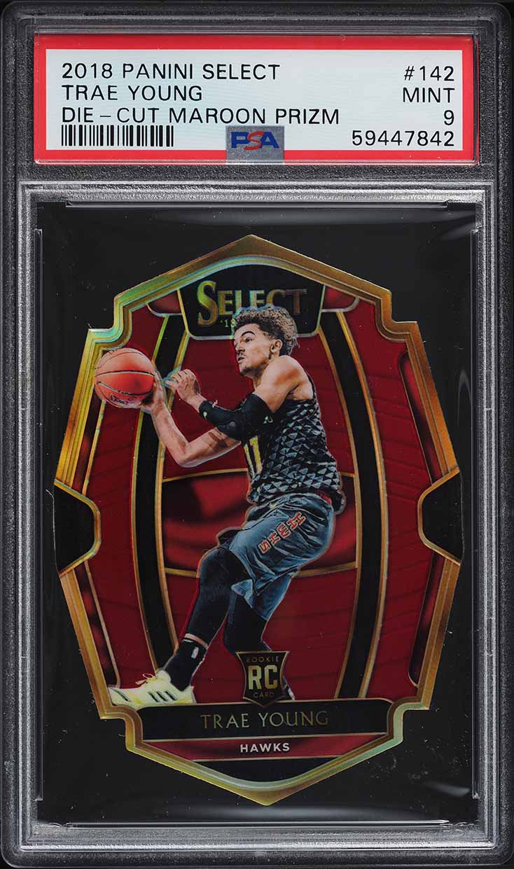 2018 Select Maroon Prizm Die-Cut Trae Young ROOKIE /175 #142 PSA 9 MINT