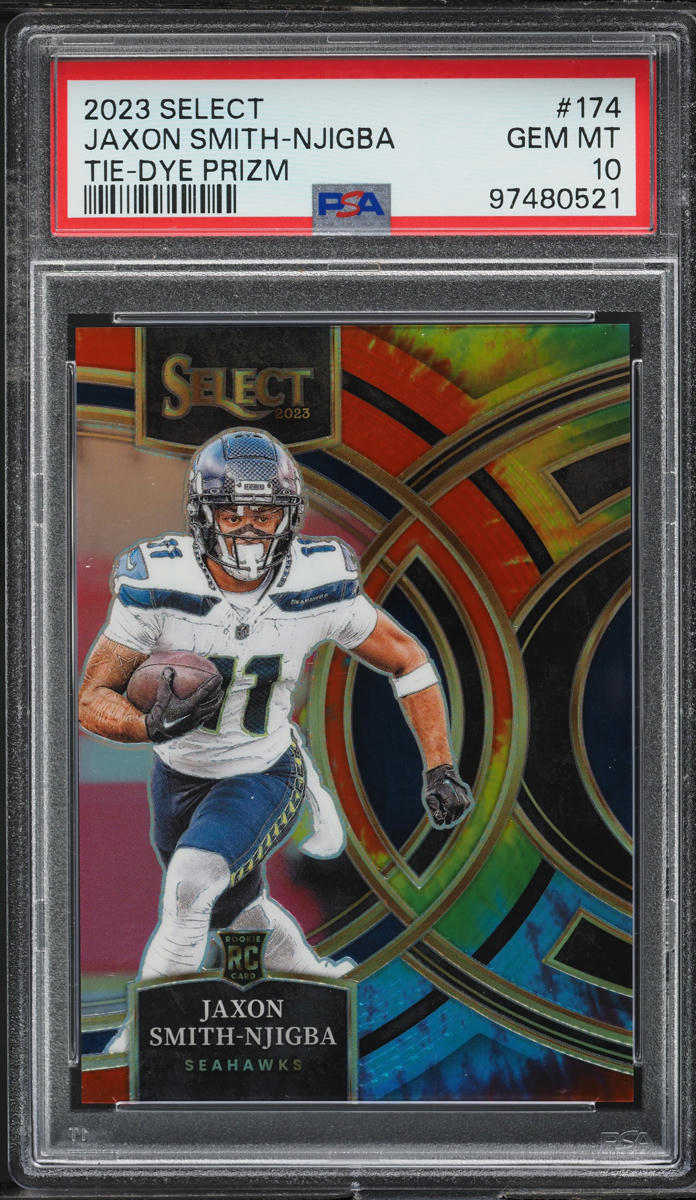 2023 Select Premier Tie-Dye Prizm Jaxon Smith-Njigba ROOKIE /25 #174 PSA 10 GEM
