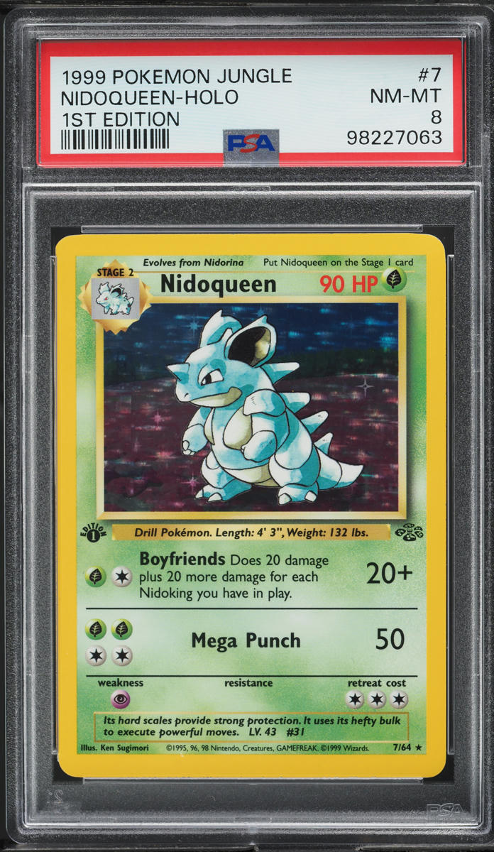 1999 Pokemon Jungle 1st Edition Holo Nidoqueen #7 PSA 8 NM-MT