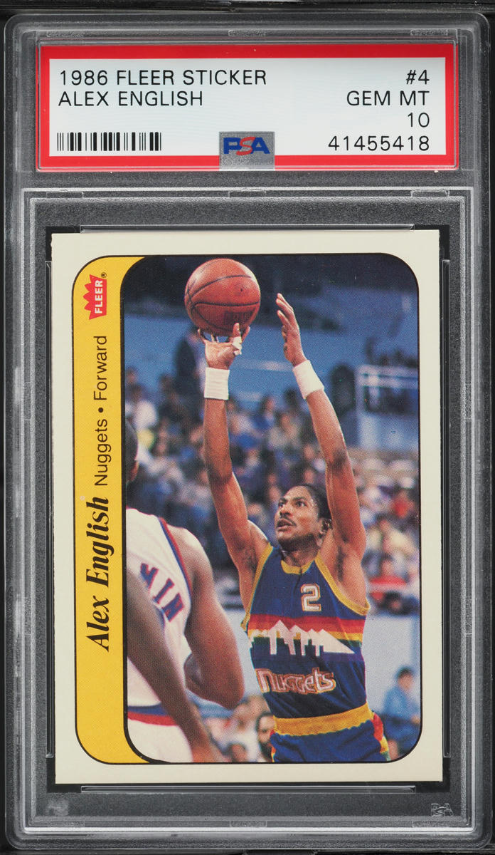 1986 Fleer Sticker Alex English #4 PSA 10 GEM MINT