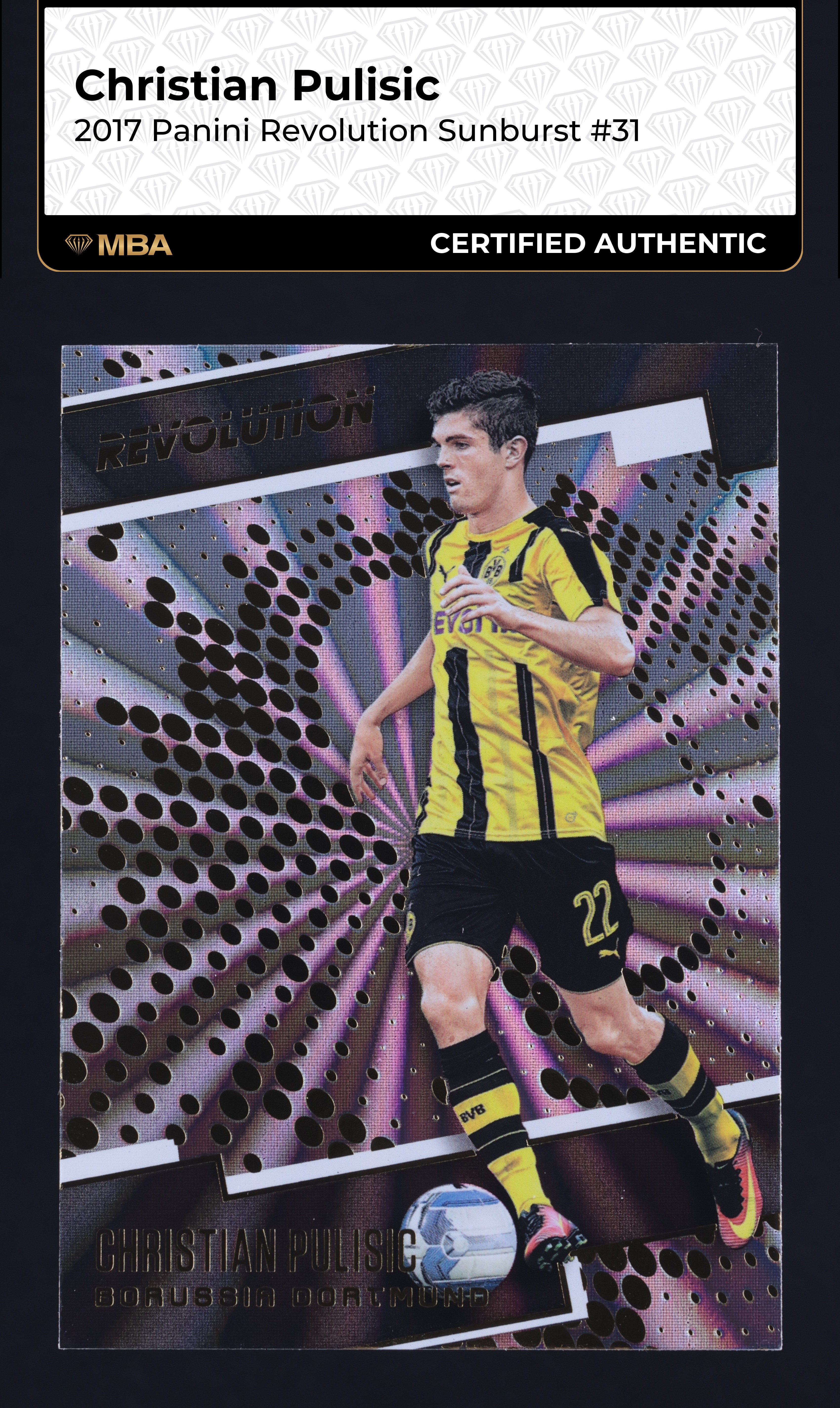 2017 Panini Revolution Sunburst Christian Pulisic #31 MBA AUTH