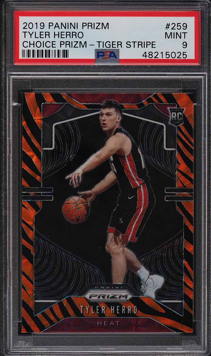 2019 Panini Prizm Choice Tiger Stripe Prizms Tyler Herro ROOKIE #259 PSA 9 MINT