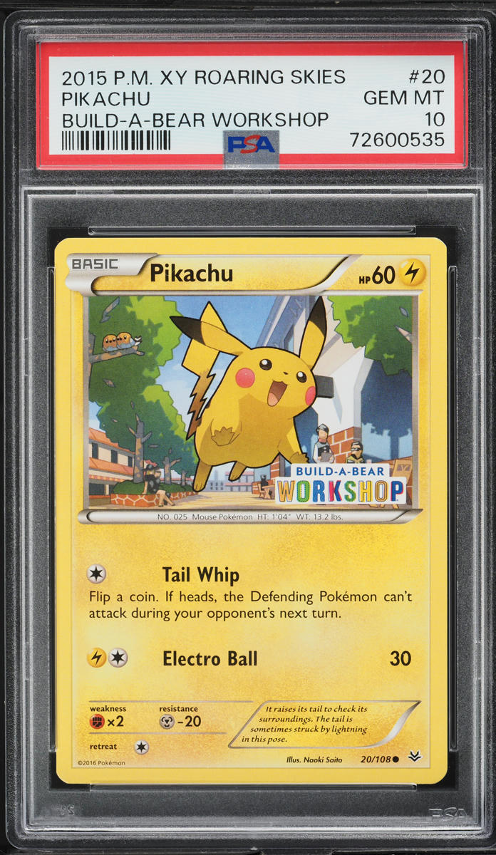 2015 Pokemon XY Roaring Skies Build-A-Bear Workshop Pikachu #20 PSA 10 GEM MINT