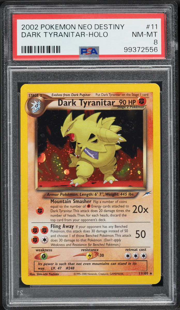 2002 Pokemon Neo Destiny Holo Dark Tyranitar #11 PSA 8 NM-MT