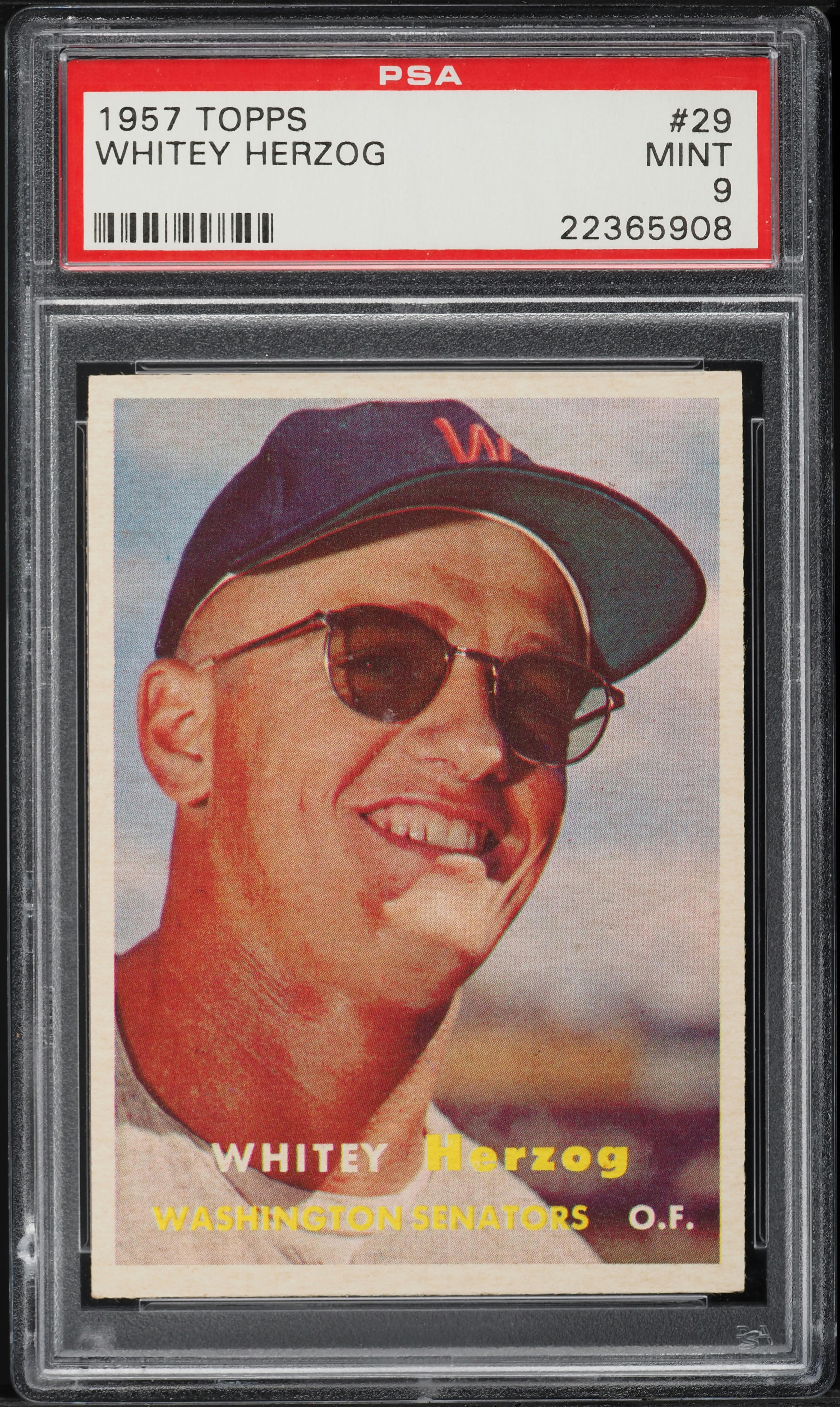 1957 Topps Whitey Herzog ROOKIE #29 PSA 9 MINT