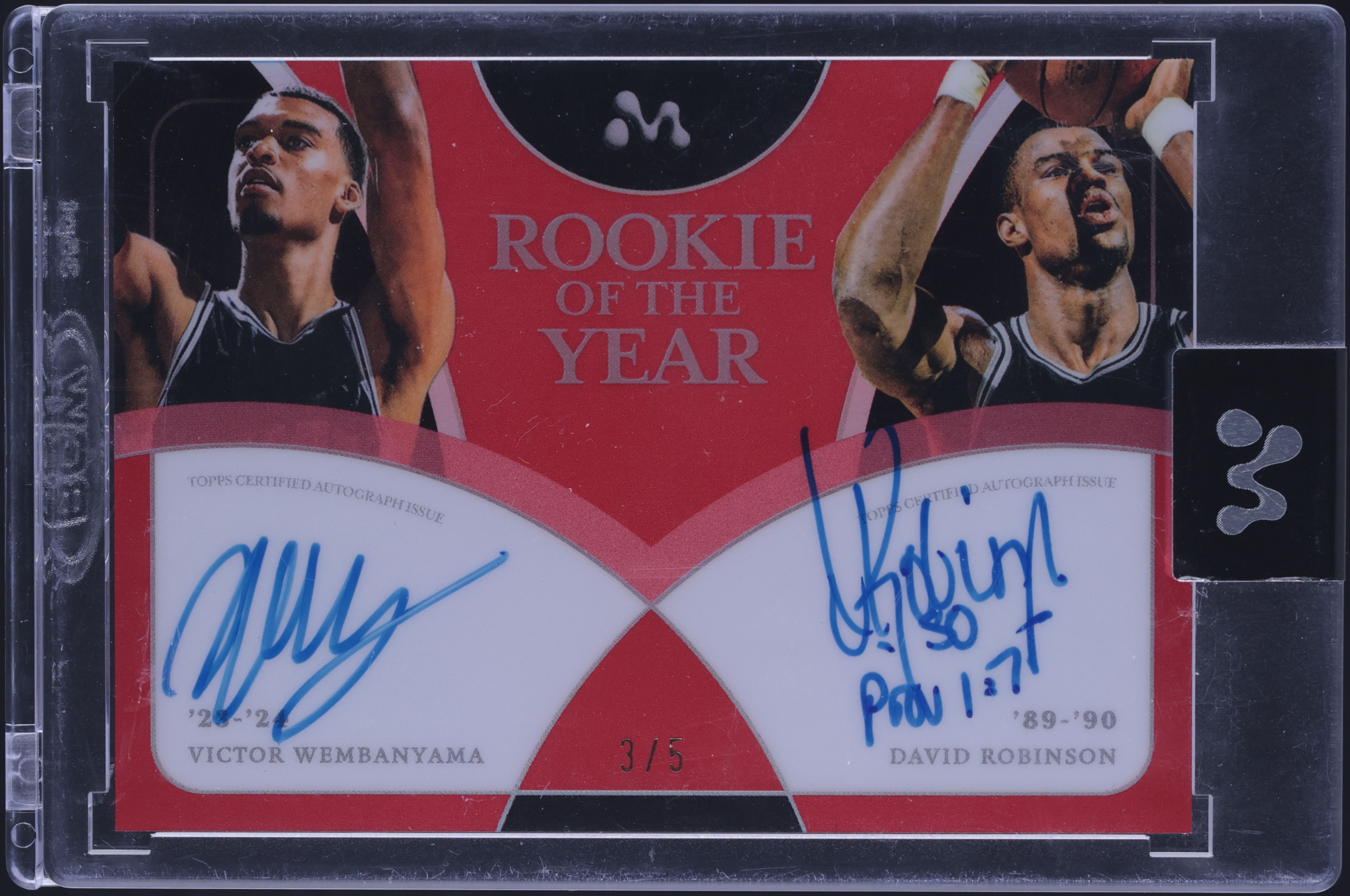 2023 Topps Mercury Red Refractor Victor Wembanyama & David Robinson RC AUTO /5