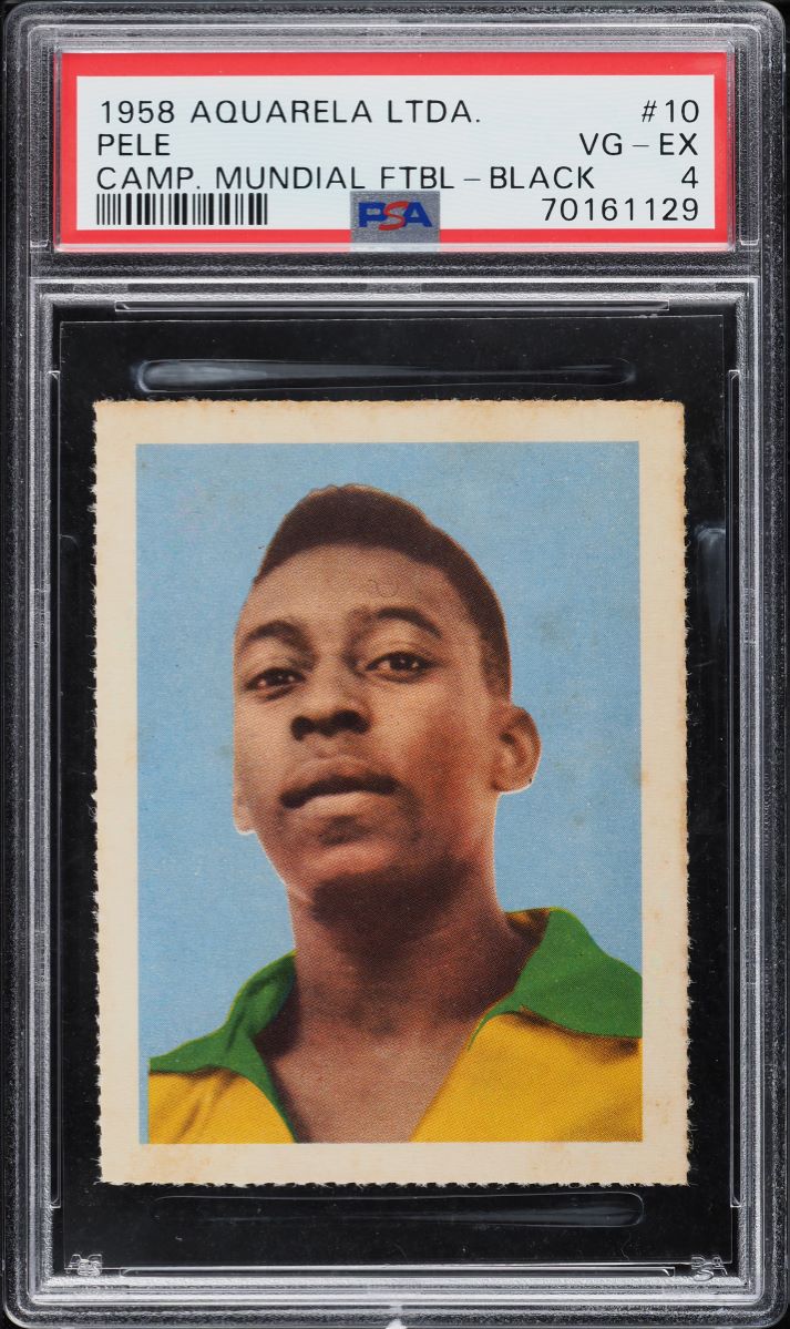 1958 Editora Aquarela Soccer Black Number Pele ROOKIE #10 PSA 4 VGEX