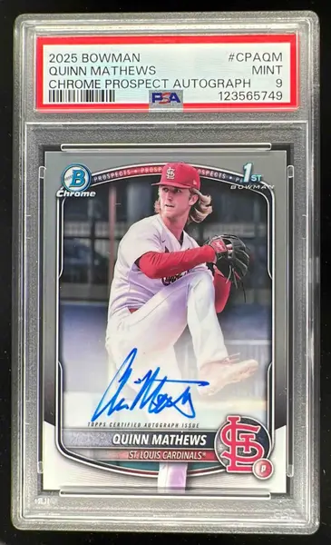 2025 Bowman Chrome Autographs #CPA-QM Quinn Mathews RC Auto PSA 9