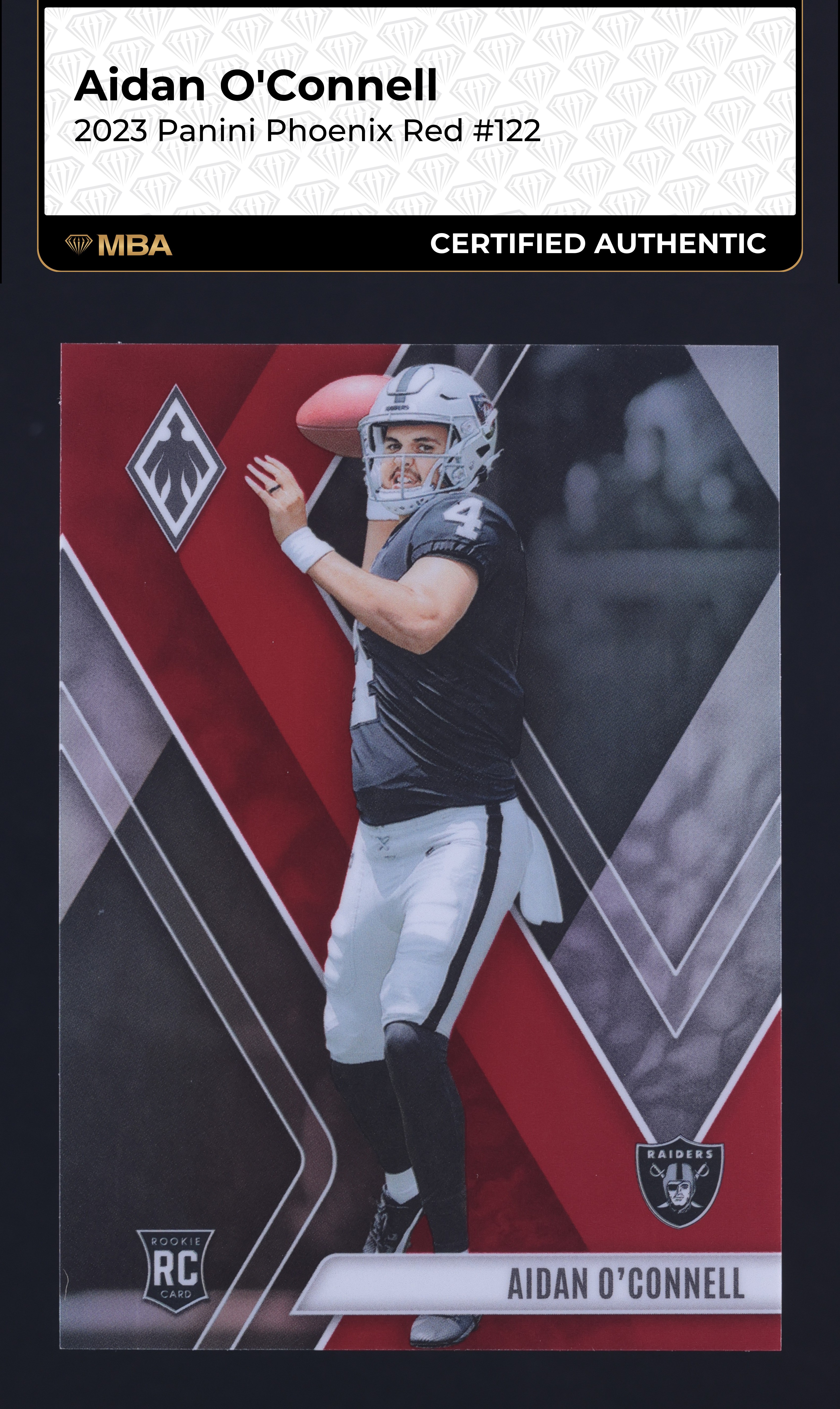 2023 Panini Phoenix Red Aidan O'Connell ROOKIE /250 #122 MBA AUTH