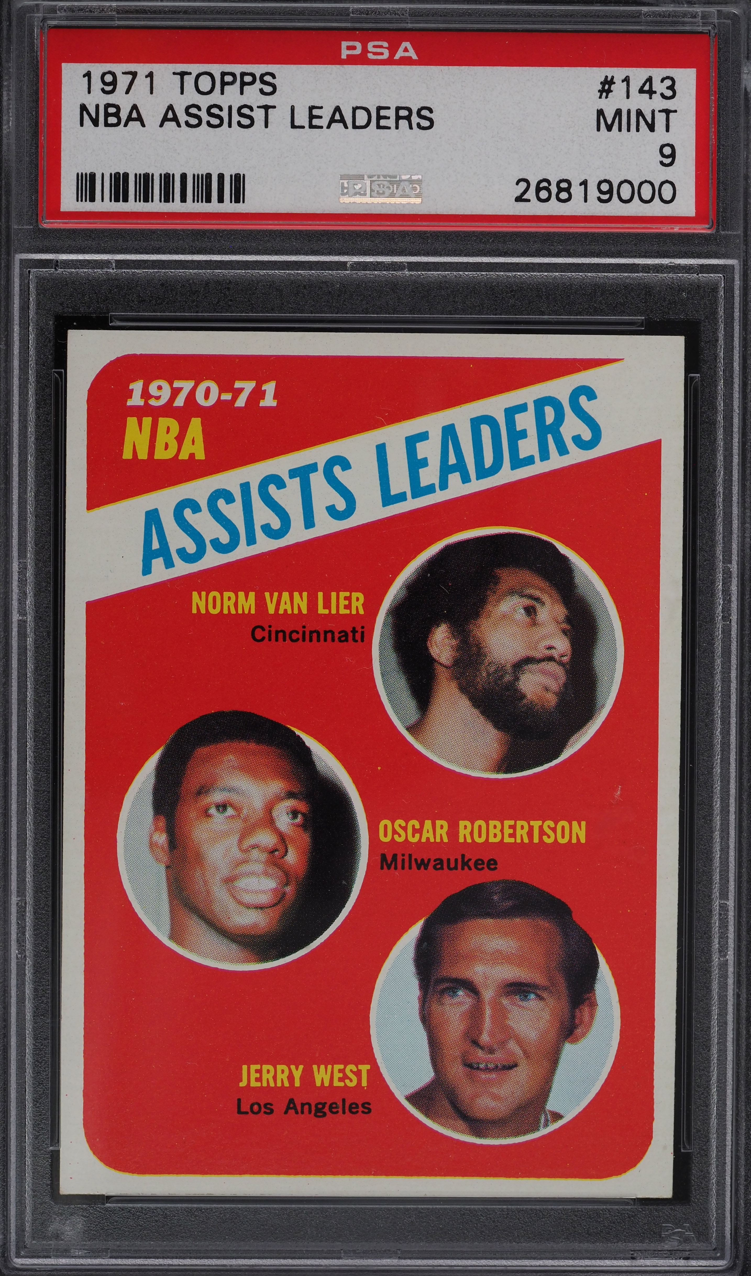 1971 Topps Basketball Jerry West & Oscar Robertson LDRS #143 PSA 9 MINT