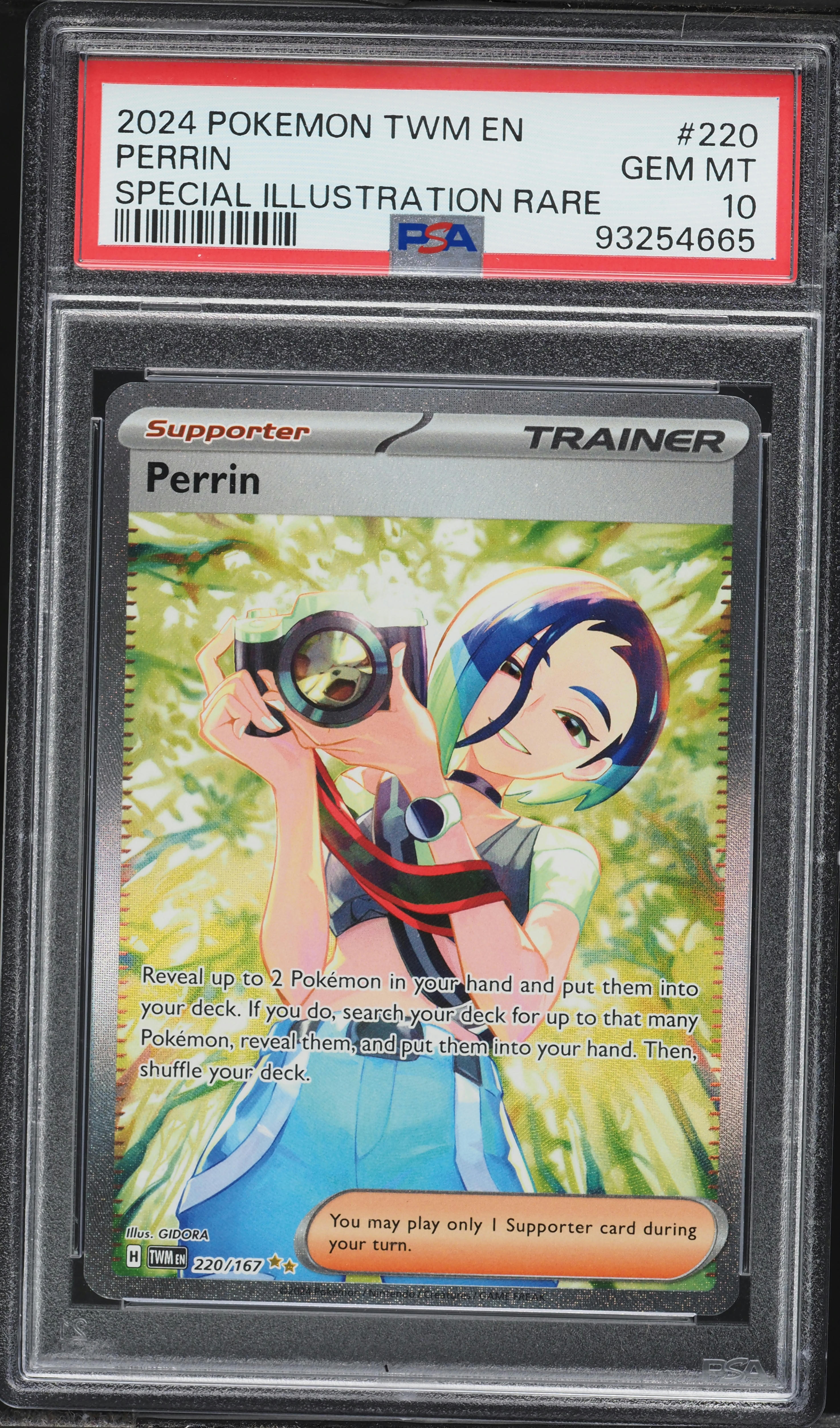2024 Pokemon Scarlet & Violet Twilight Masquerade SIR Perrin #220 PSA 10 GEM MINT