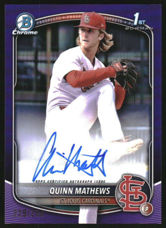 2025 Bowman Chrome Autograph Purple Refractor #CPA-QM Quinn Mathews RC Auto /250
