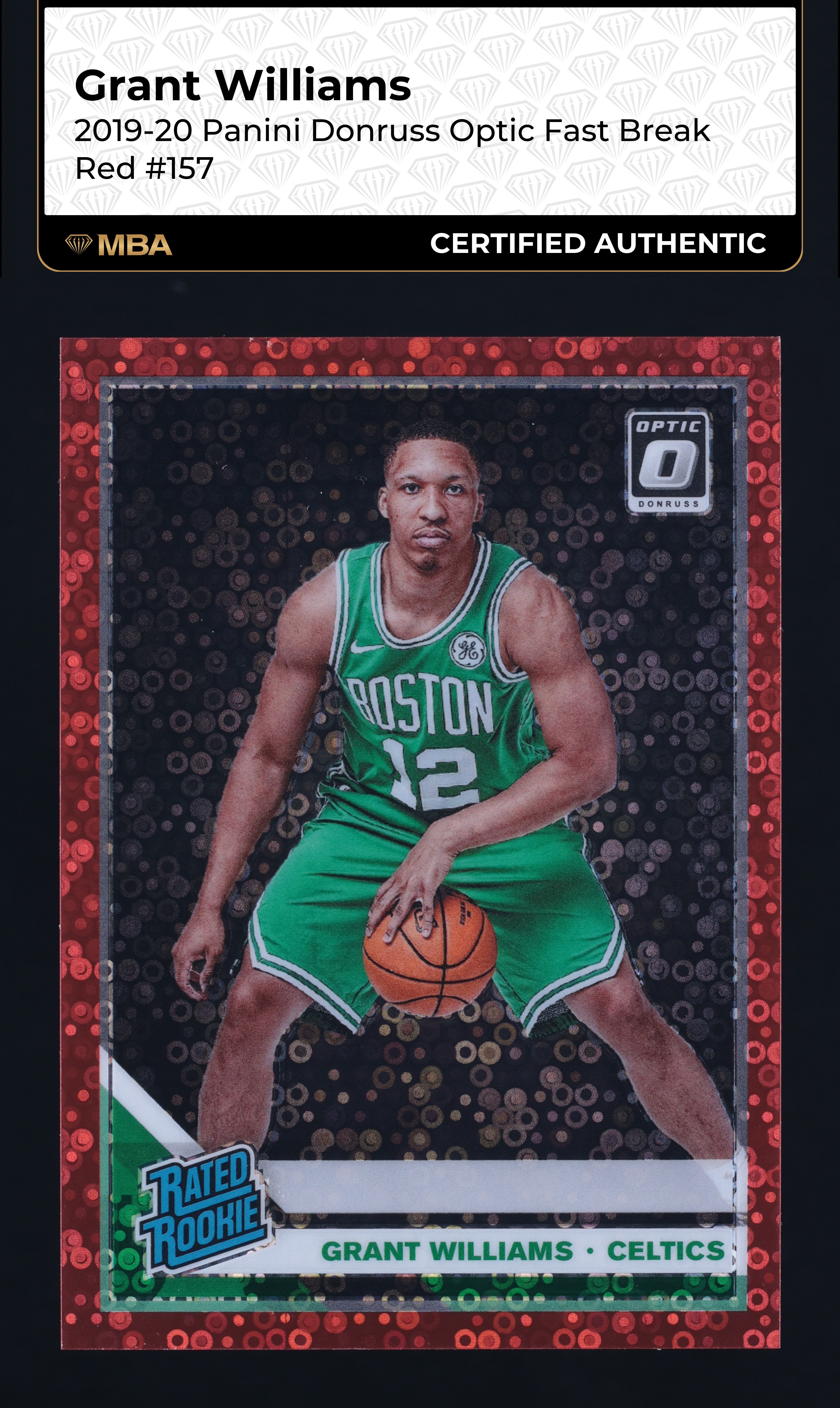 2019 Donruss Optic Fast Break Red Grant Williams ROOKIE /85 #157 MBA AUTH
