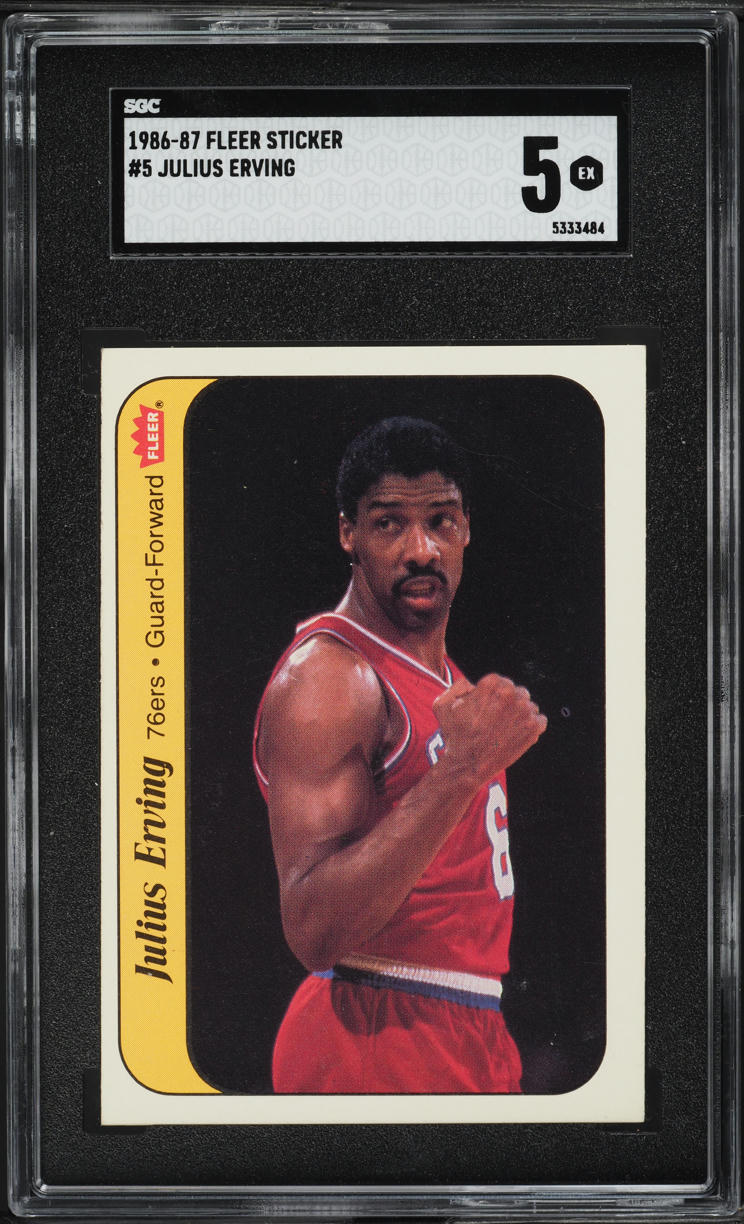1986 Fleer Sticker Julius Erving #5 SGC 5 EX