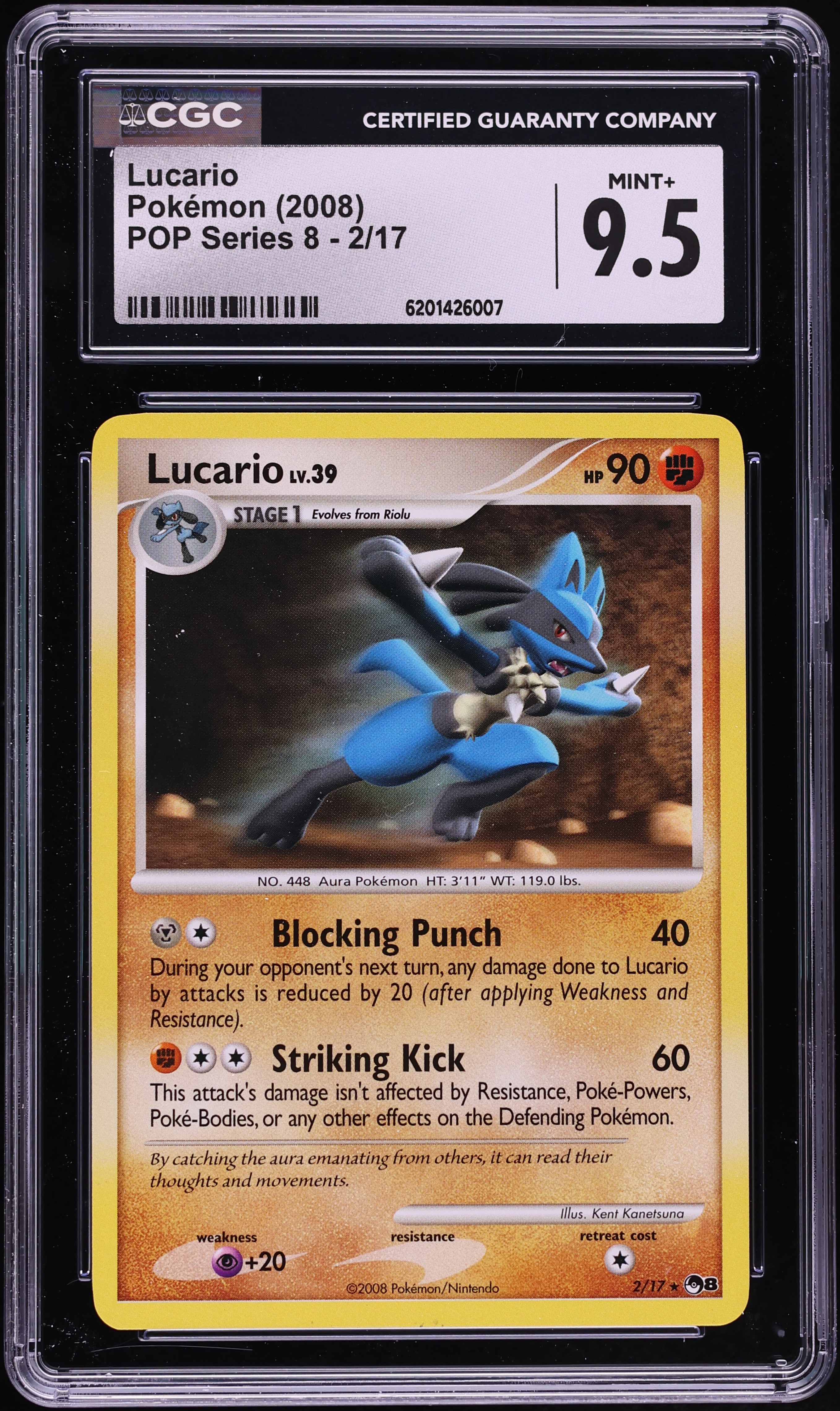 2008 Pokemon POP Series 8 Lucario #2 CGC 9.5 MINT+