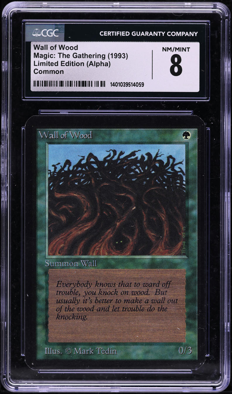 1993 Magic The Gathering MTG Alpha Wall Of Wood CGC 8 NM-MT