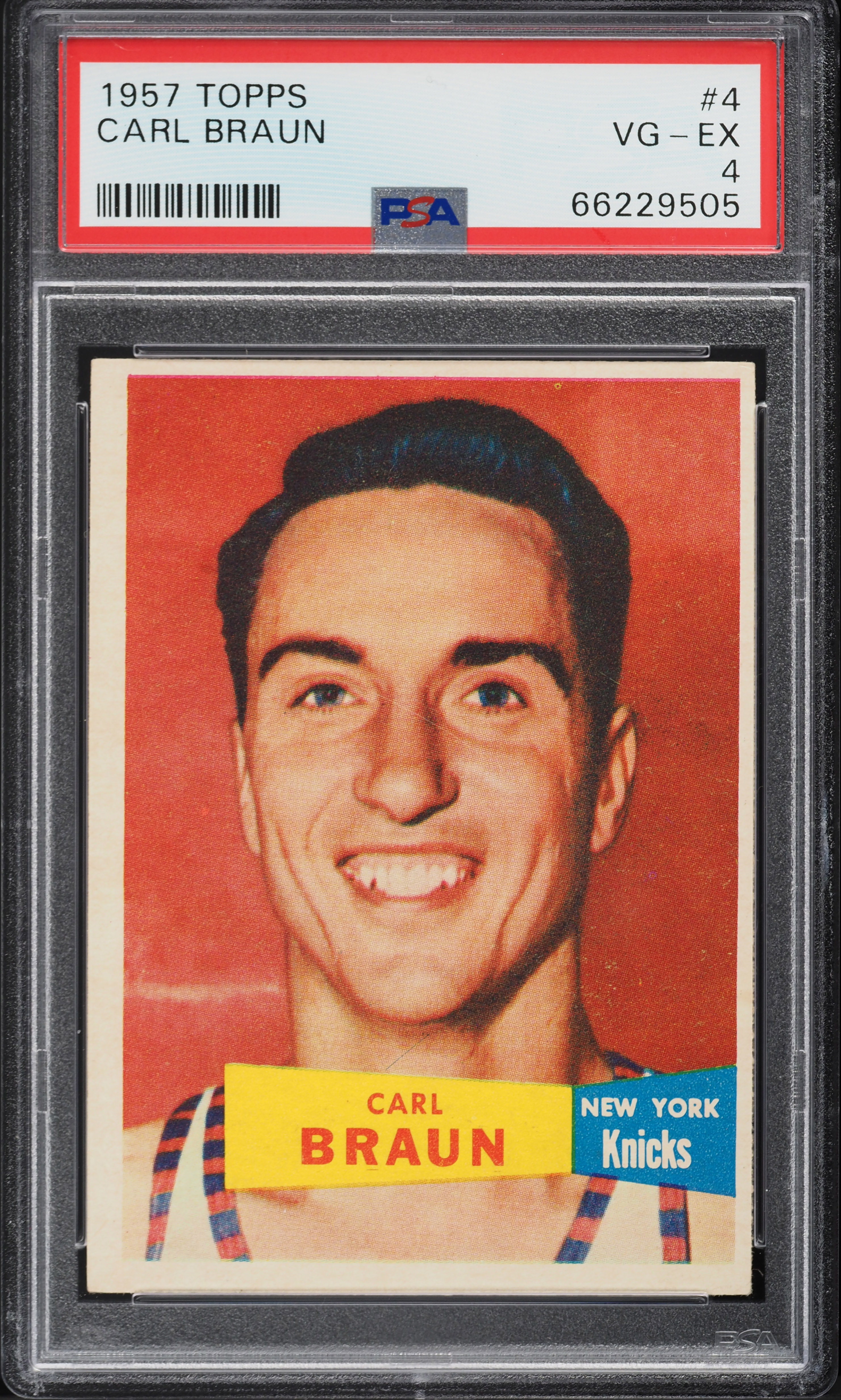 1957 Topps Basketball Carl Braun #4 PSA 4 VGEX