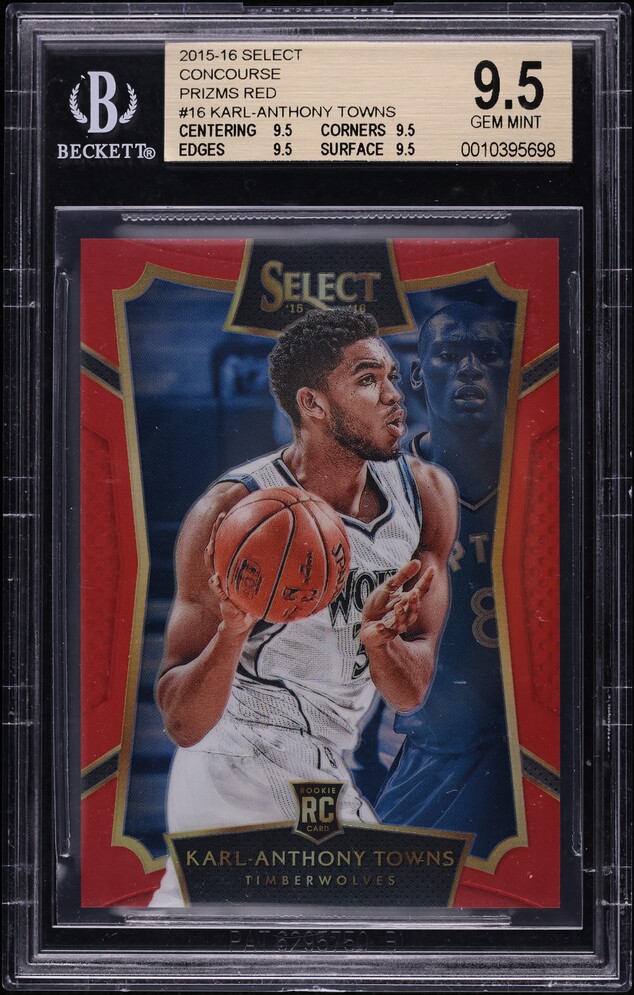 2015 Select Red Prizms Karl-Anthony Towns ROOKIE /149 #16 BGS 9.5 GEM MINT