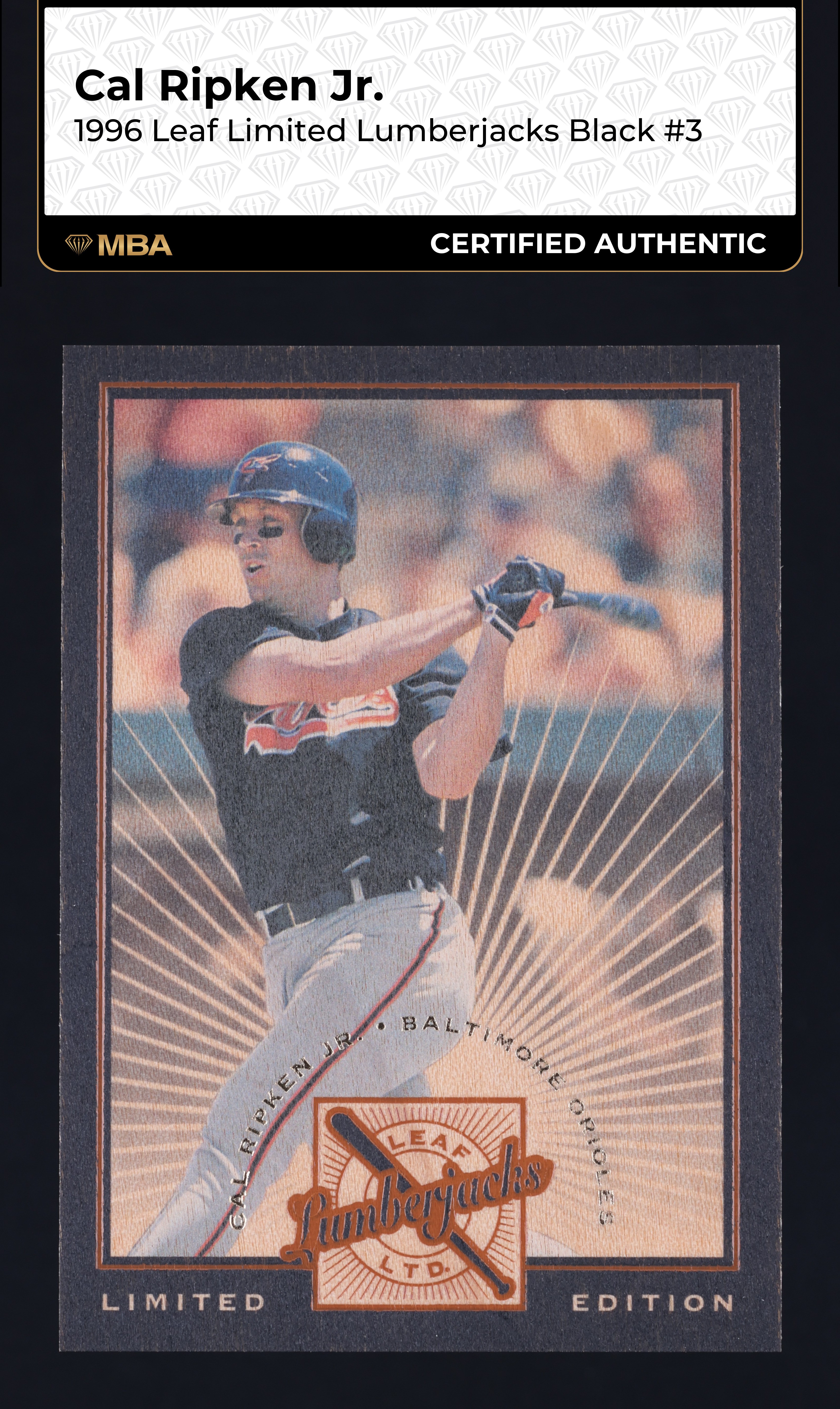 1996 Leaf Limited Lumberjacks Black Cal Ripken Jr. /500 #3 MBA AUTH