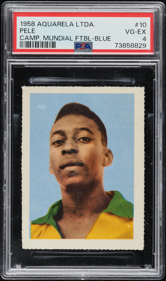 1958 Editora Aquarela Soccer Blue Number Pele ROOKIE #10 PSA 4 VGEX