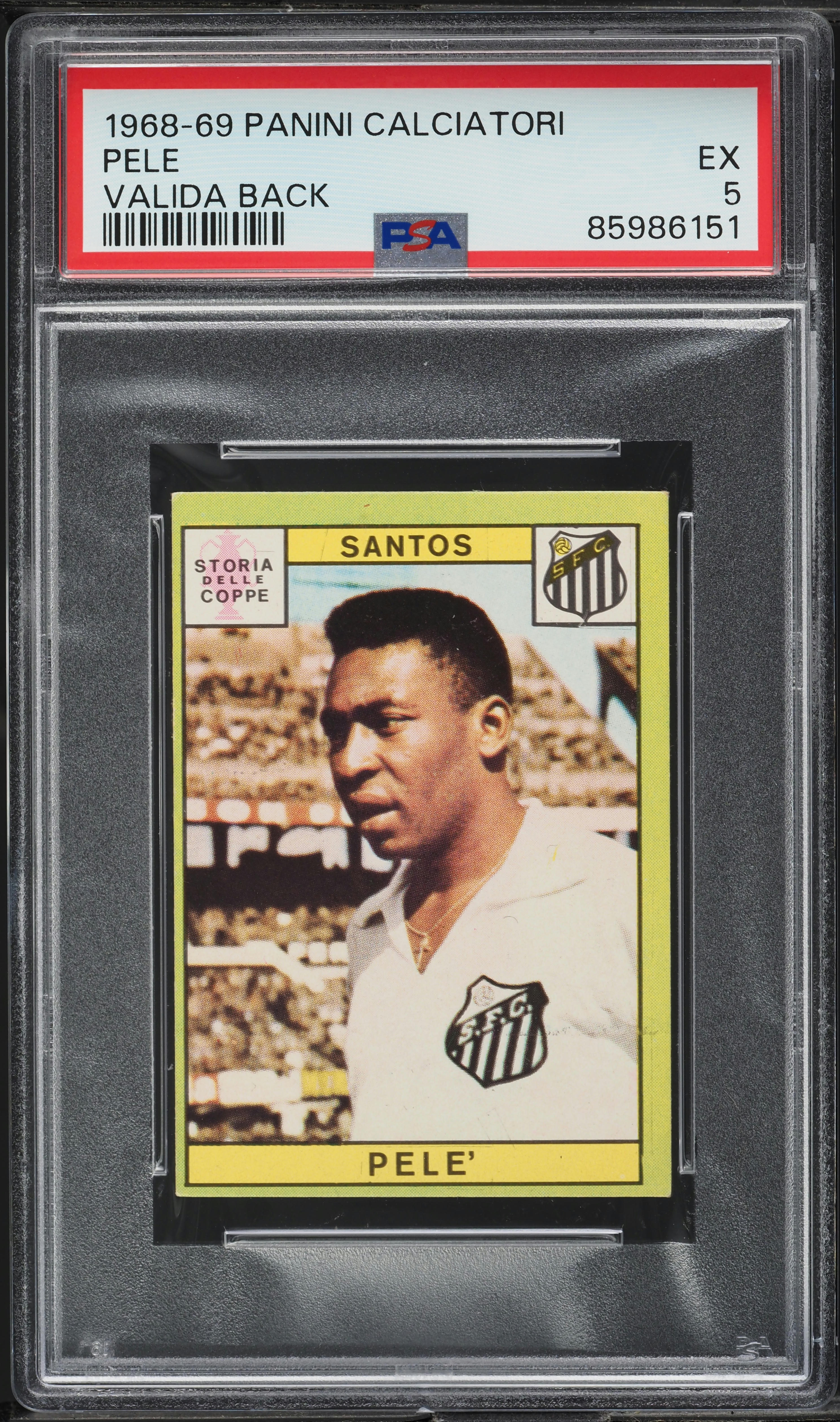 1968 Panini Calciatori Pele VALIDA BACK PSA 5 EX