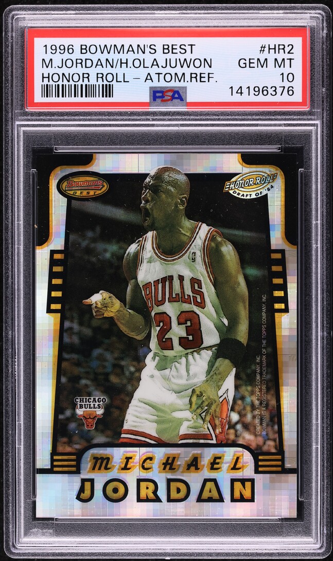 1996 Bowman's Best Honor Roll Atomic Refractor Michael Jordan Olajuwon PSA 10