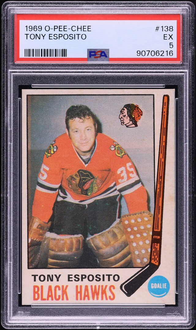 1969 O-Pee-Chee Hockey Tony Esposito ROOKIE #138 PSA 5 EX
