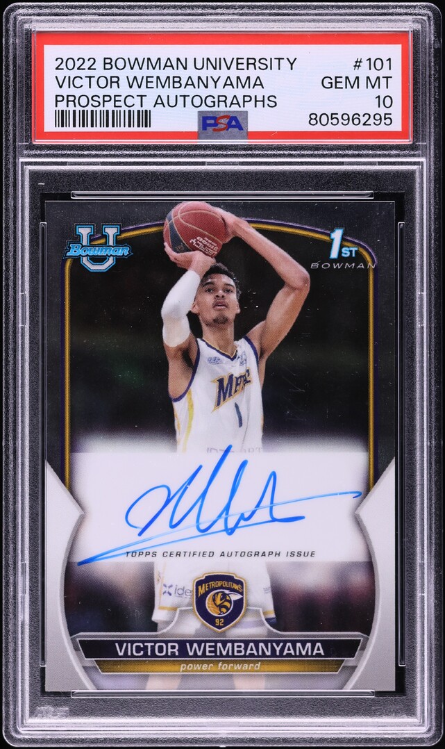 2022 Bowman University Victor Wembanyama ROOKIE AUTO #101 PSA 10 GEM MINT