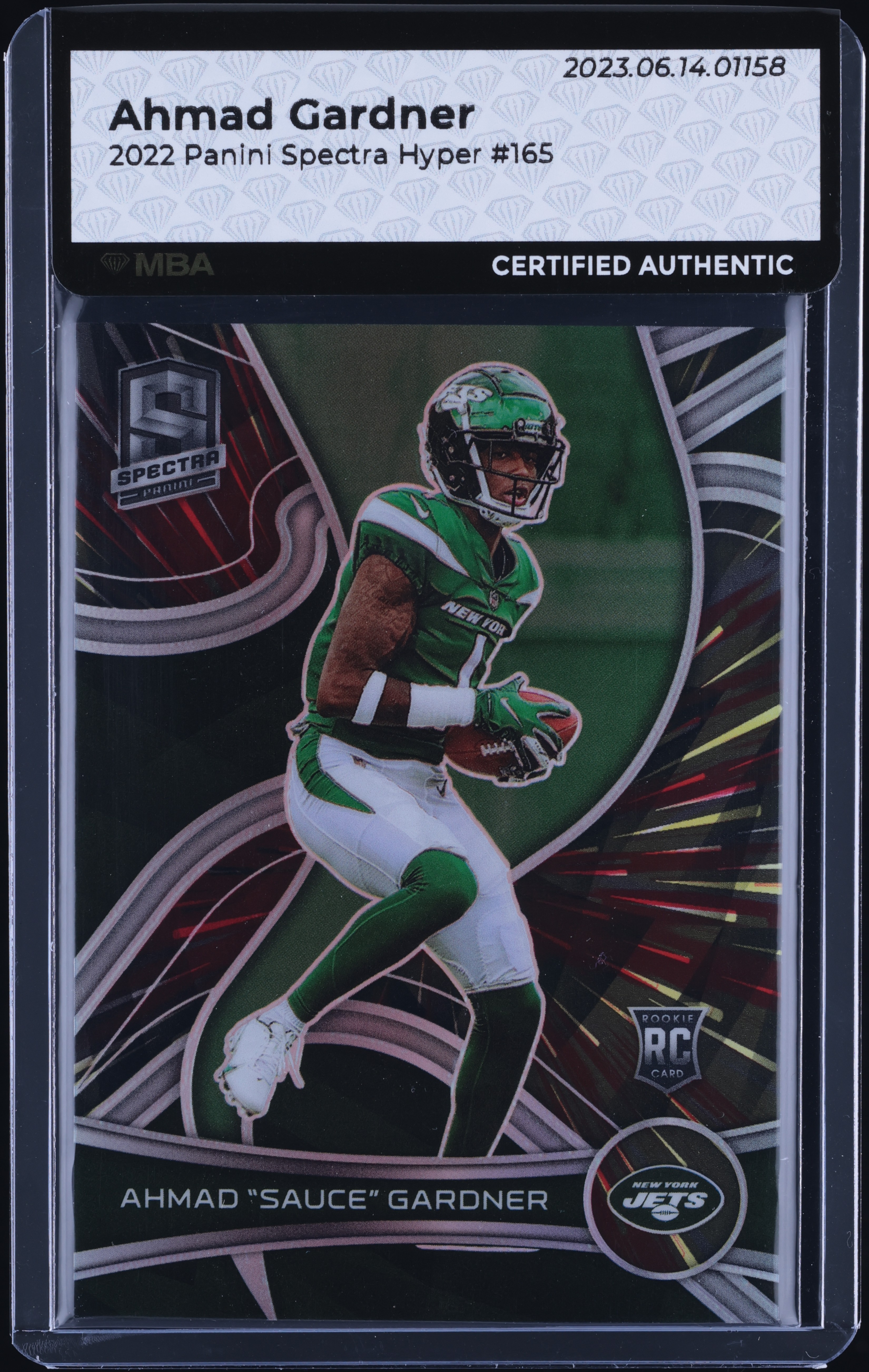 2022 Panini Spectra Hyper Ahmad "Sauce" Gardner /75 #165 MBA AUTH
