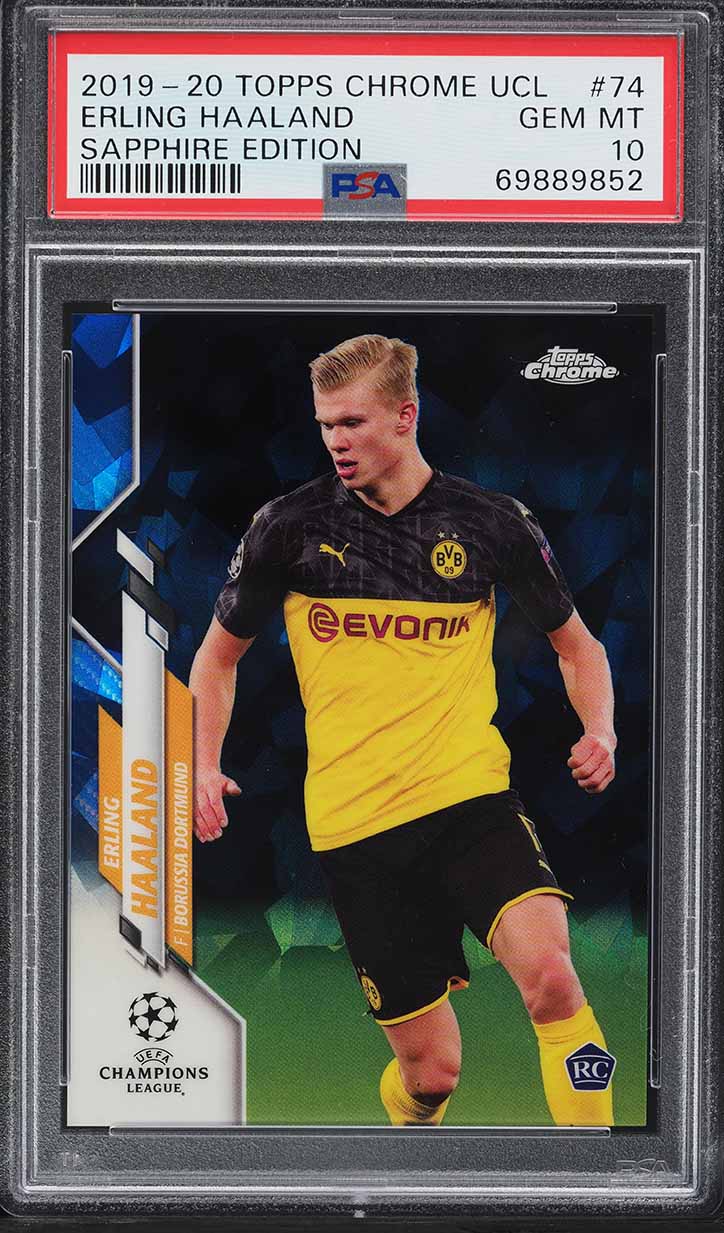 2019 Topps Chrome UEFA Sapphire Erling Haaland ROOKIE #74 PSA 10 GEM MINT
