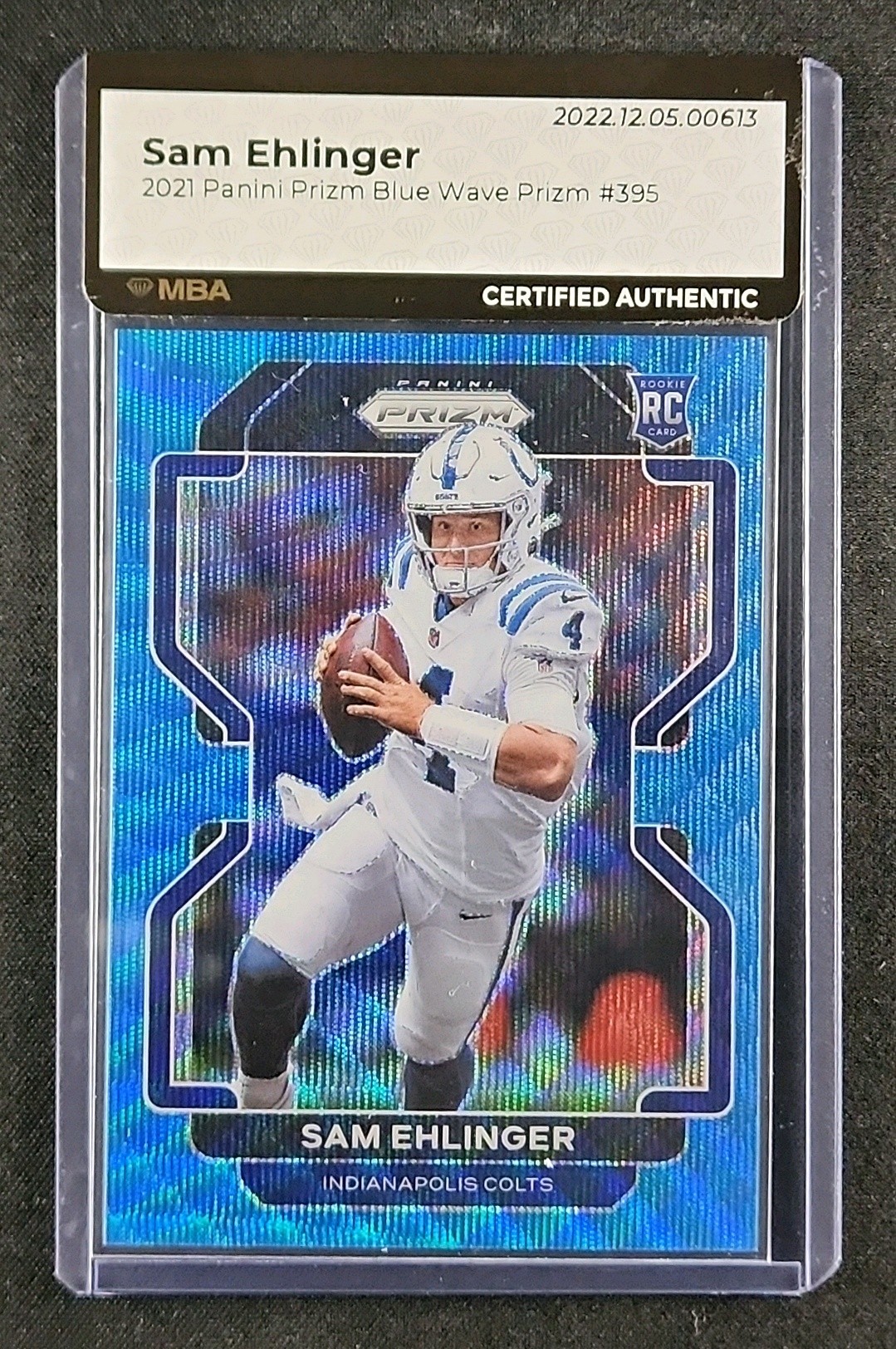 2021 Panini Prizm Blue Wave Sam Ehlinger ROOKIE /199 #395 MBA AUTH