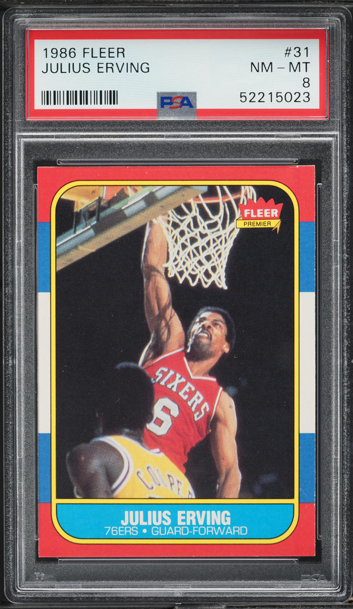 1986 Fleer Basketball Julius Erving #31 PSA 8 NM-MT