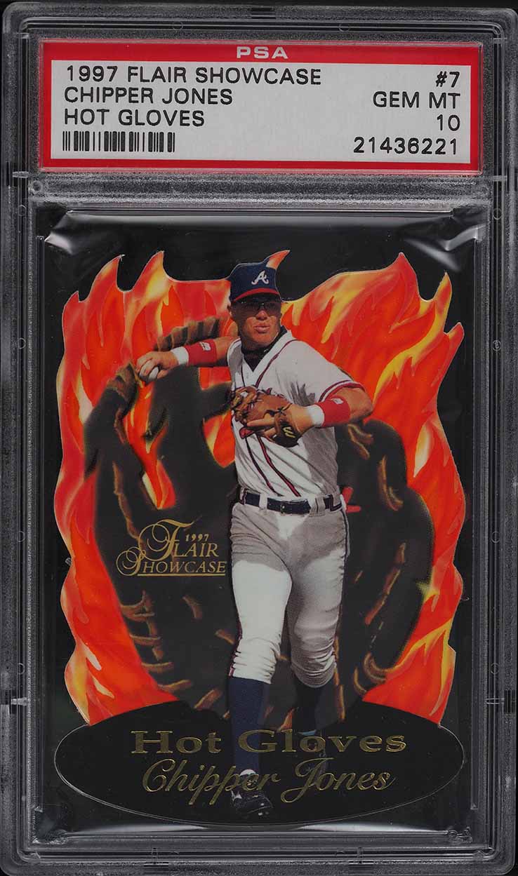 1997 Flair Showcase Hot Gloves Die-Cut Chipper Jones #7 PSA 10 GEM MINT