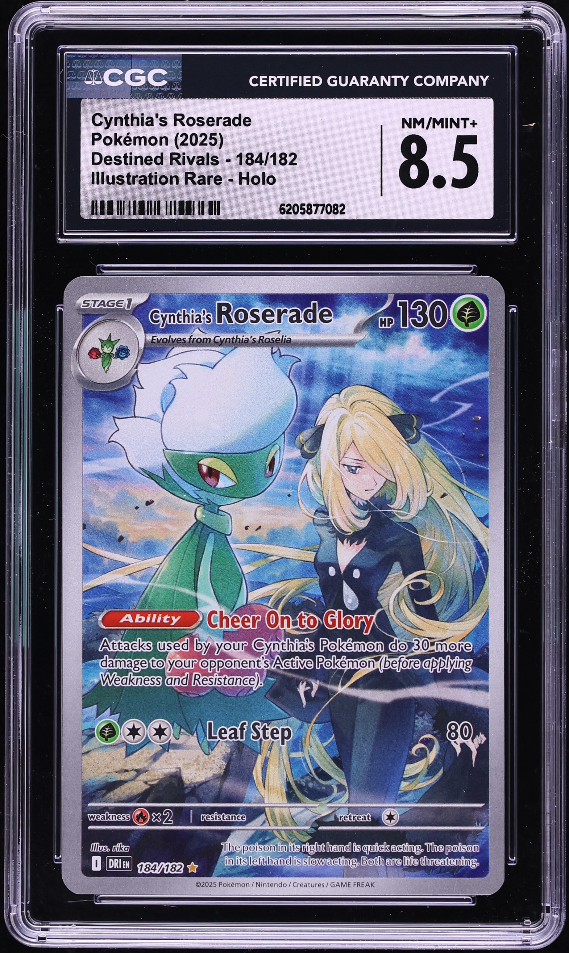 2025 Pokemon Scarlet & Violet Destined Rivals IR Cynthia's Roserade #184 CGC 8.5 NM-MT+