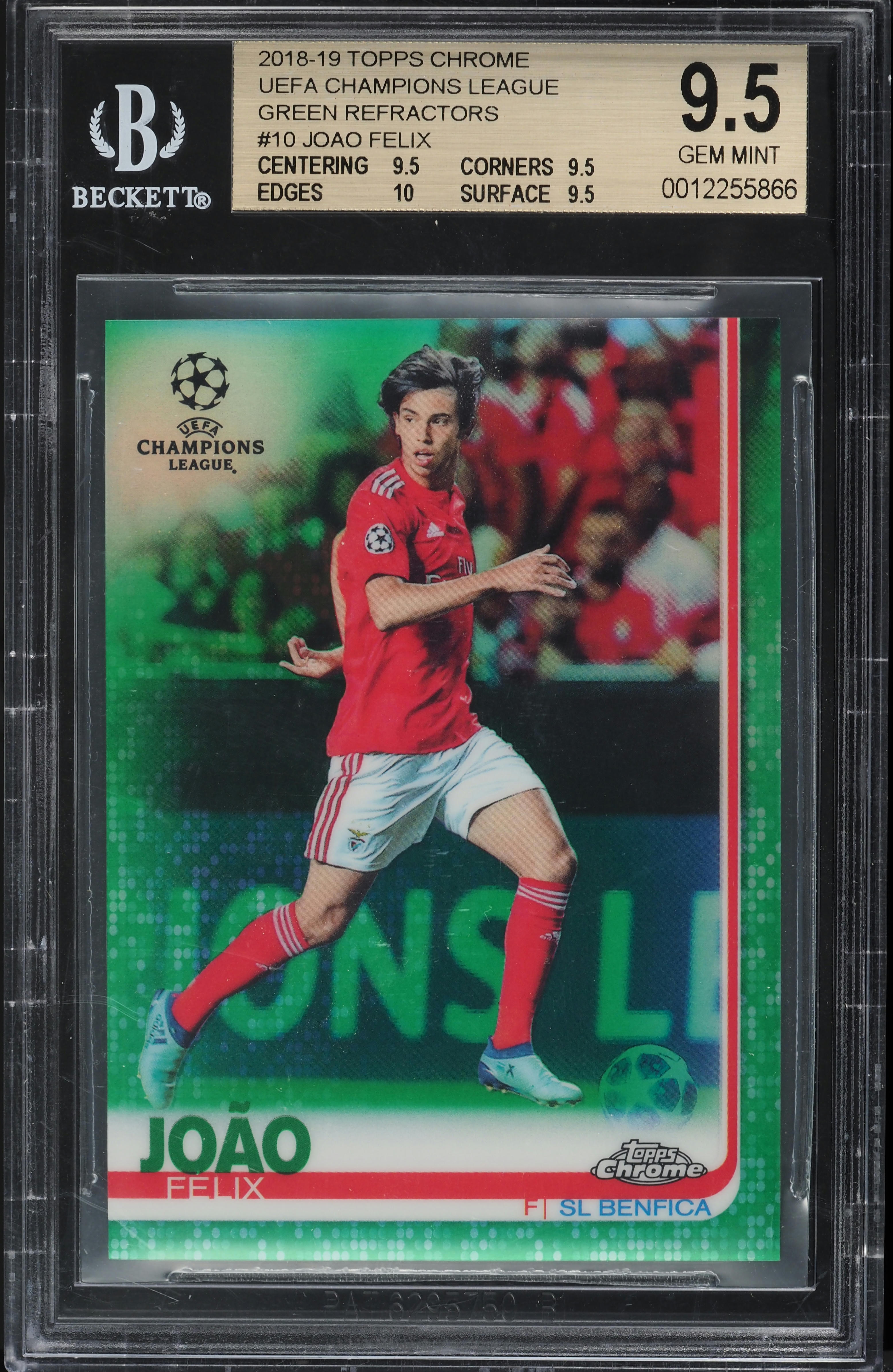 2018 Topps Chrome UEFA Green Refractor Joao Felix ROOKIE /99 #10 BGS 9.5 GEM