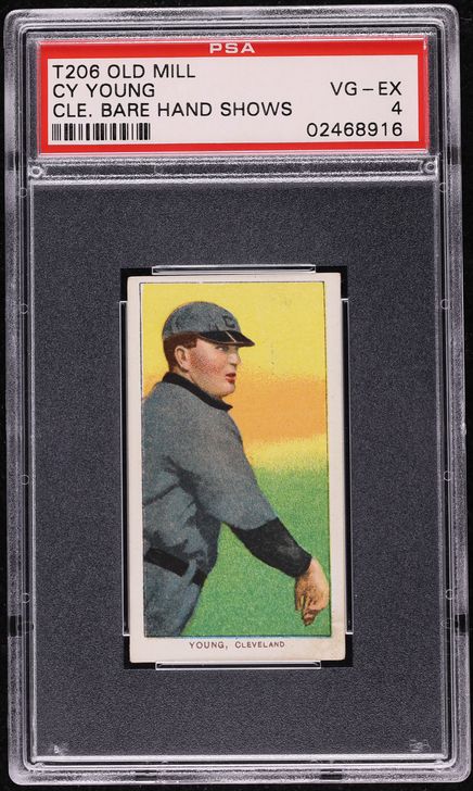 1909-11 T206 Cy Young CLE. BARE HAND SHOWS, OLD MILL PSA 4 VGEX