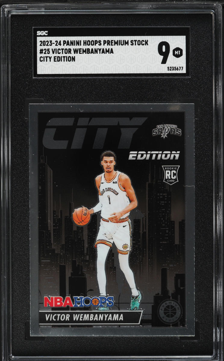 2023 Hoops Premium Stock City Edition Victor Wembanyama ROOKIE #25 SGC 9 MINT