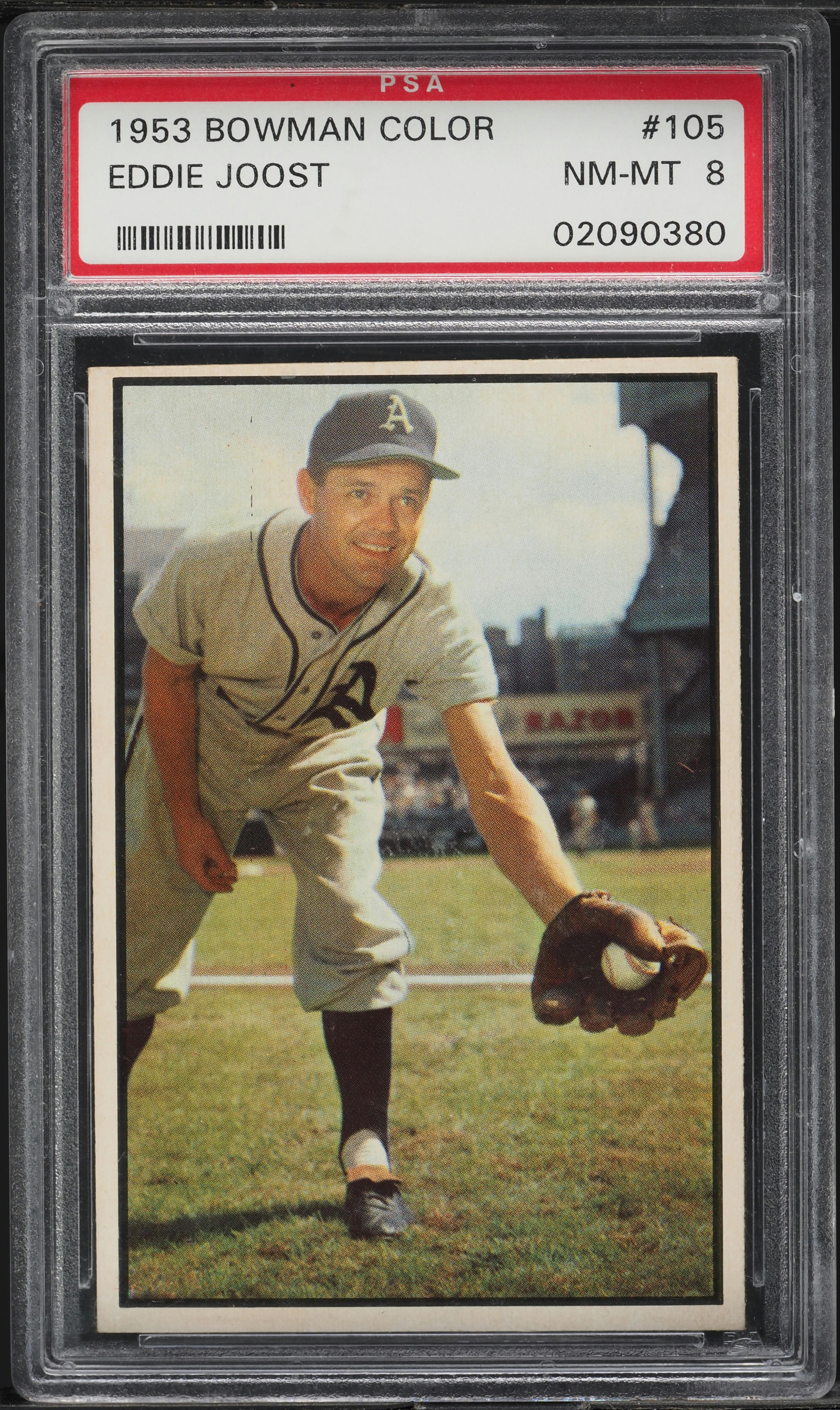 1953 Bowman Color SETBREAK Eddie Joost #105 PSA 8 NM-MT