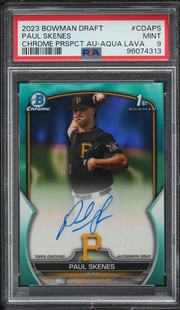 2023 Bowman Chrome Draft Aqua Lava Paul Skenes ROOKIE AUTO /199 #CDAPS PSA 9