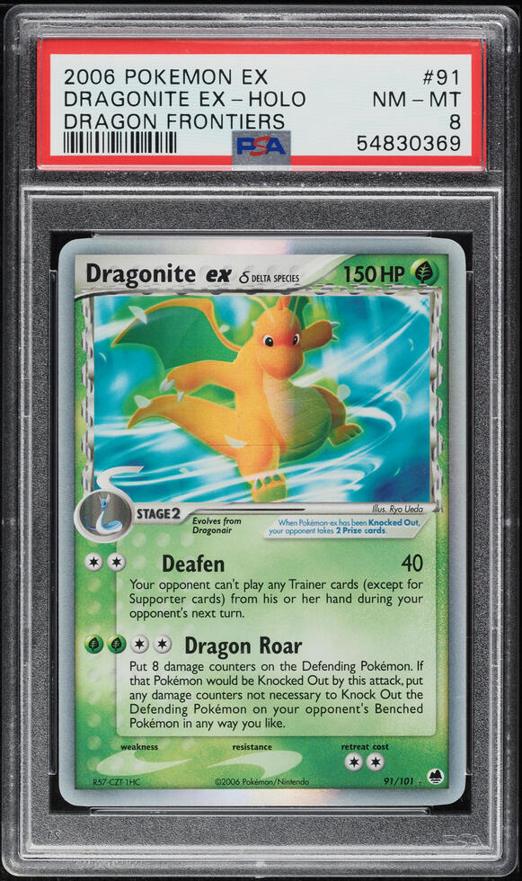 2006 Pokemon EX Dragon Frontiers Holo Dragonite ex #91 PSA 8 NM-MT