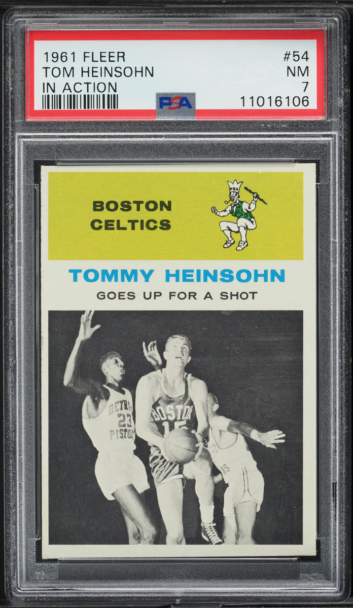 1961 Fleer Basketball Tom Heinsohn IN ACTION #54 PSA 7 NRMT