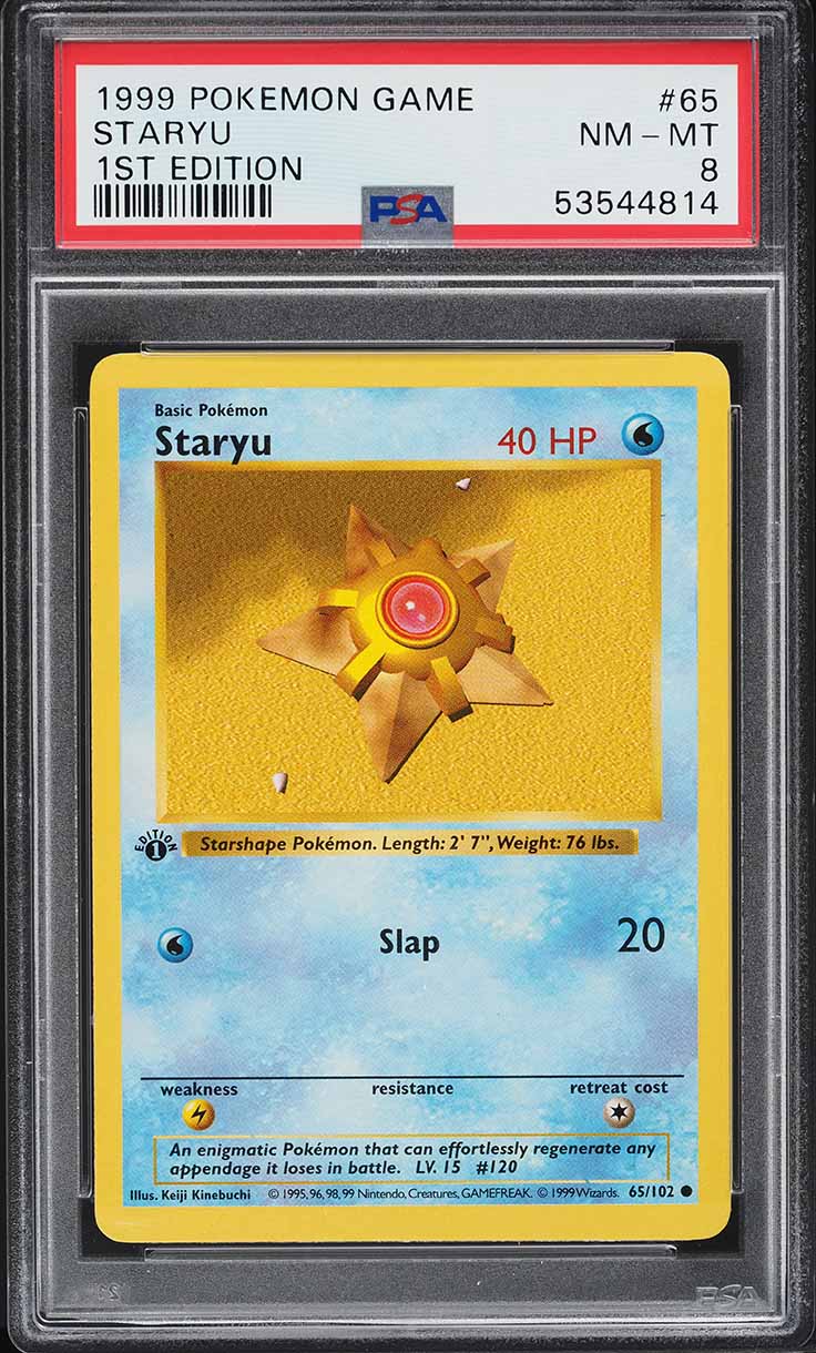 1999 Pokemon Base Set Shadowless 1st Edition Staryu #65 PSA 8 NM-MT