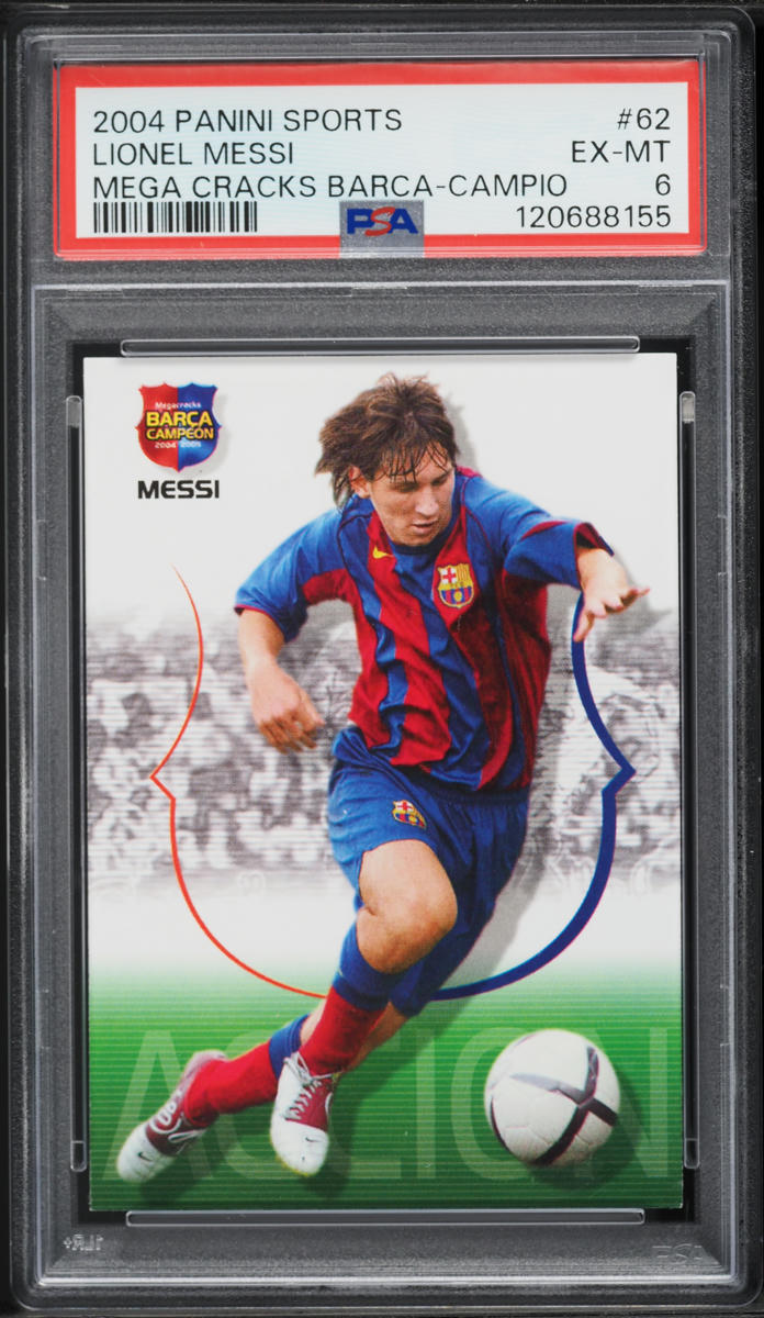 2004 Panini Sports Mega Cracks Barca Campio Lionel Messi ROOKIE #62 PSA 6 EXMT