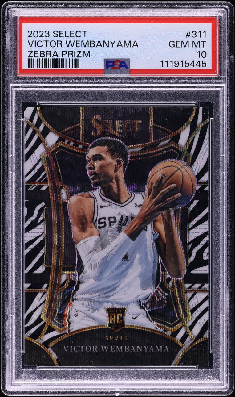 2023 Select Mezzanine Zebra Prizm Victor Wembanyama ROOKIE #311 PSA 10 GEM MINT
