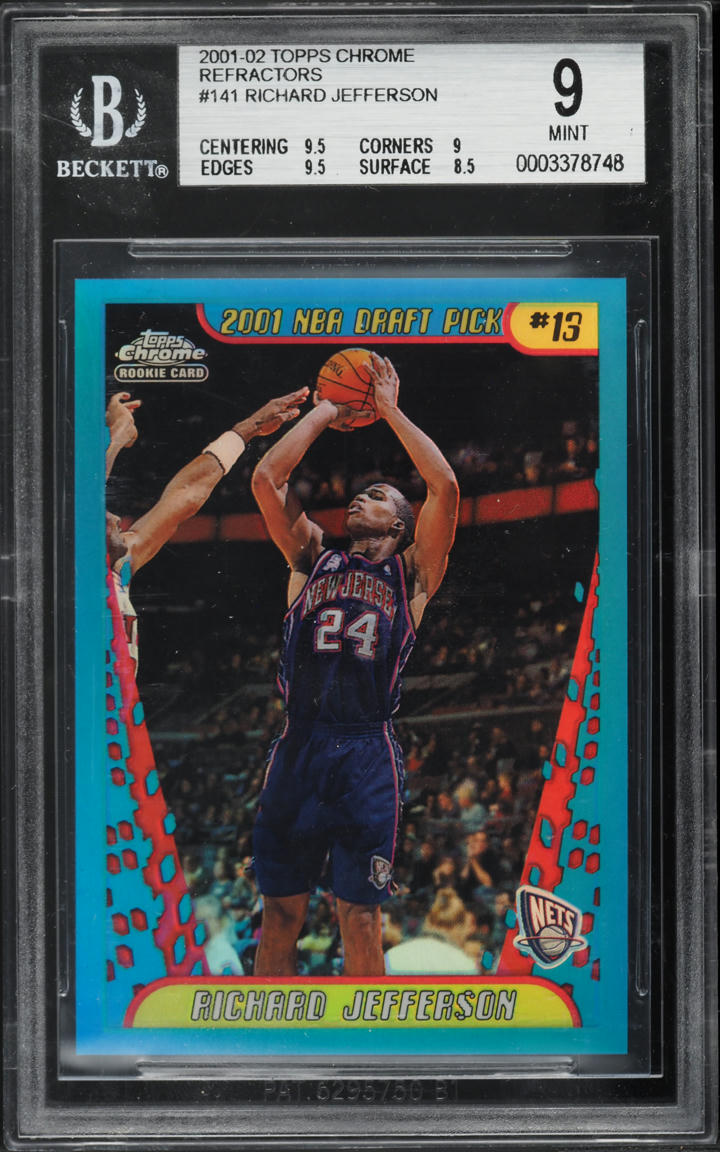 2001 Topps Chrome Refractor Richard Jefferson ROOKIE #141 BGS 9 MINT