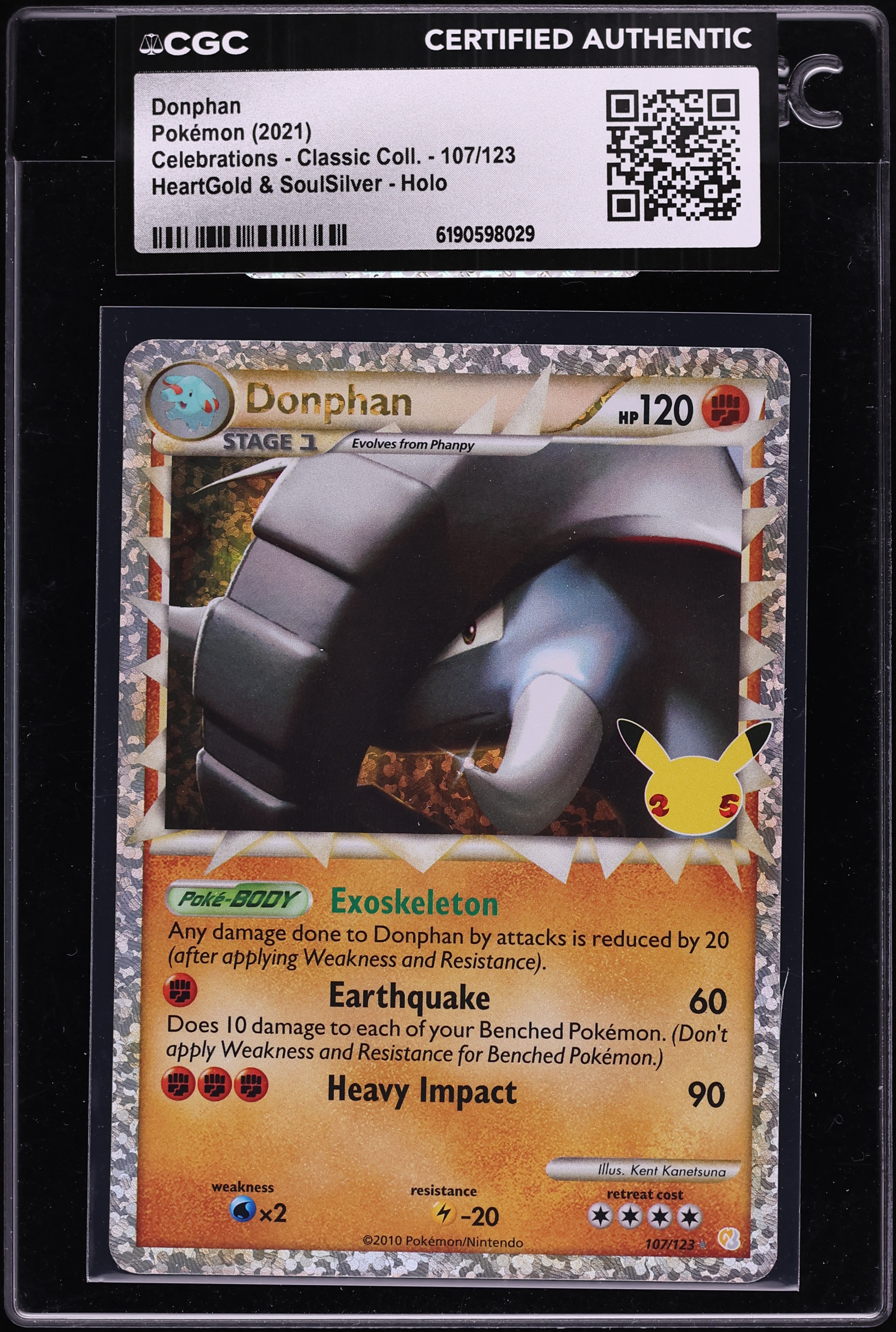2021 Pokemon Sword & Shield Celebrations Classic Collection Holo Donphan #107 CGC AUTH