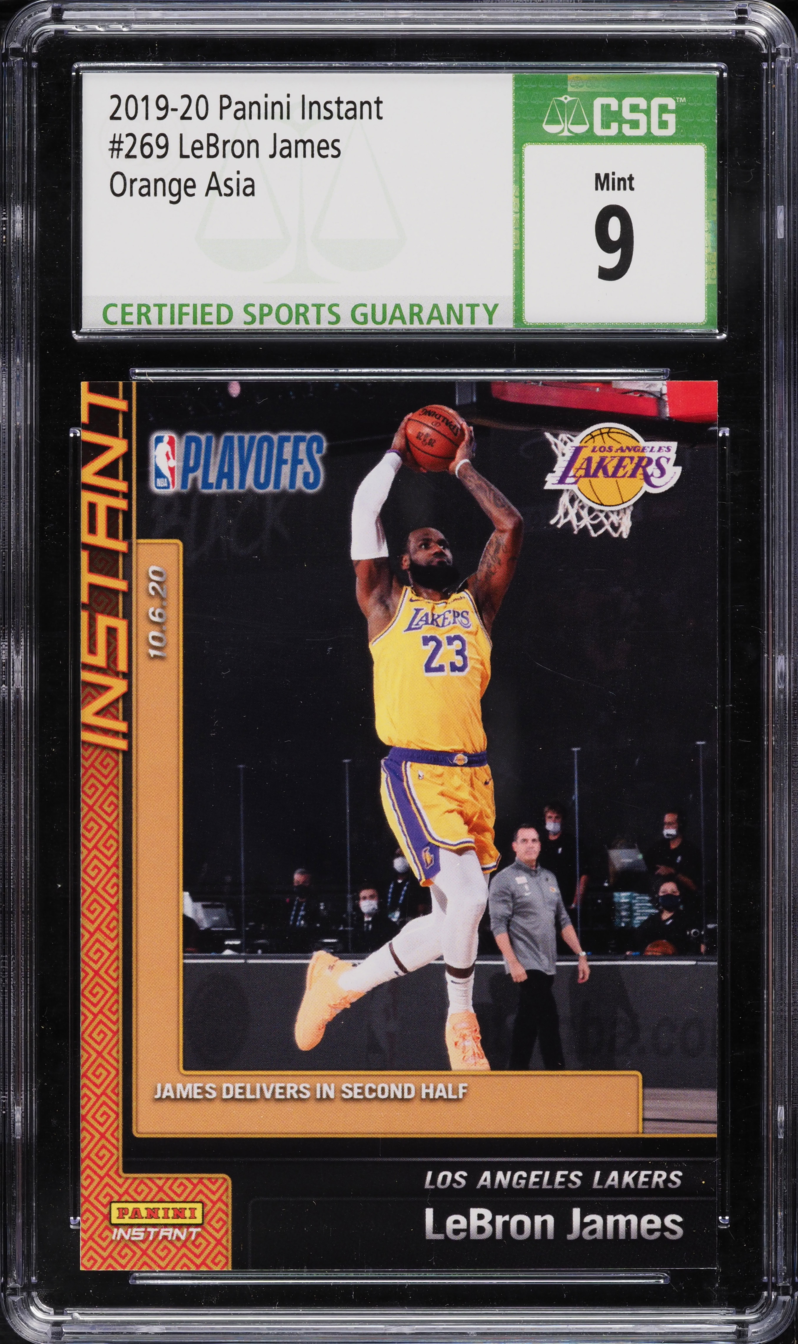 2019 Panini Instant Orange Asia LeBron James /88 #269 CG 9 MINT
