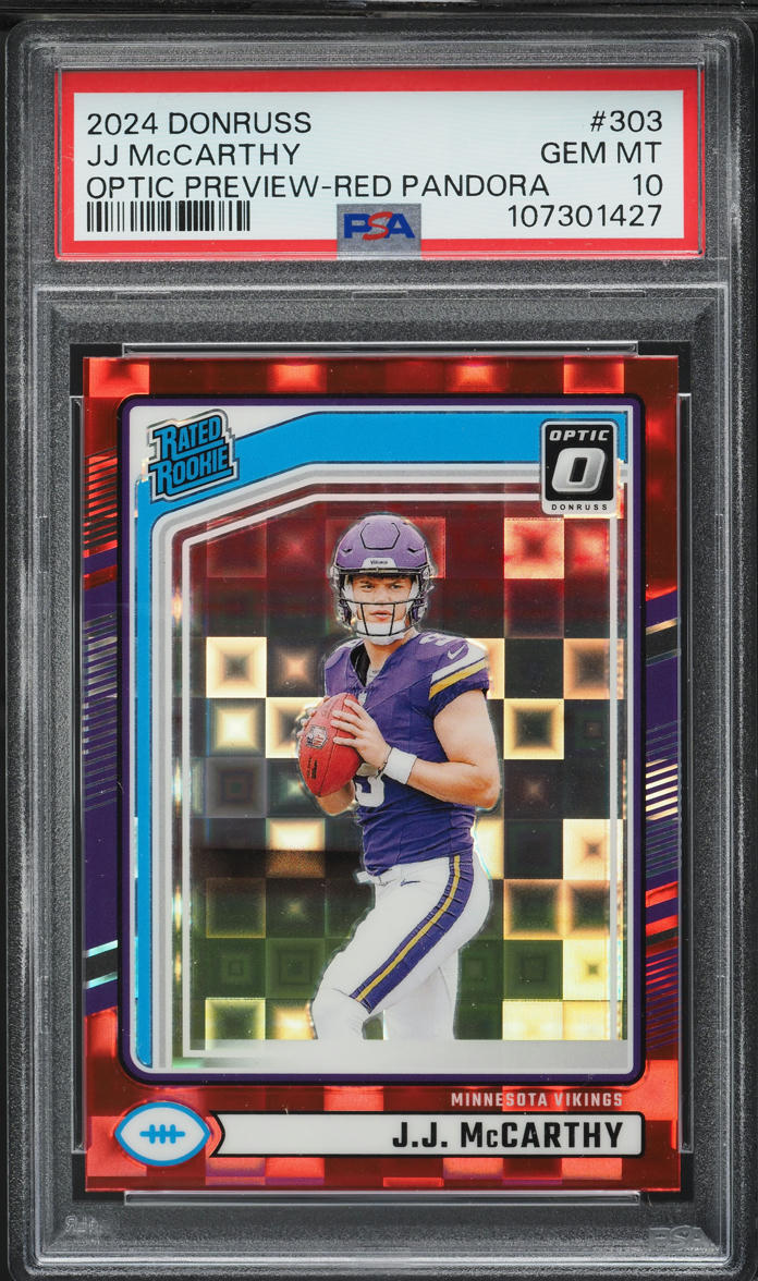 2024 Donruss Optic Preview Red Pandora J.J. McCarthy ROOKIE #303 PSA 10 GEM MINT